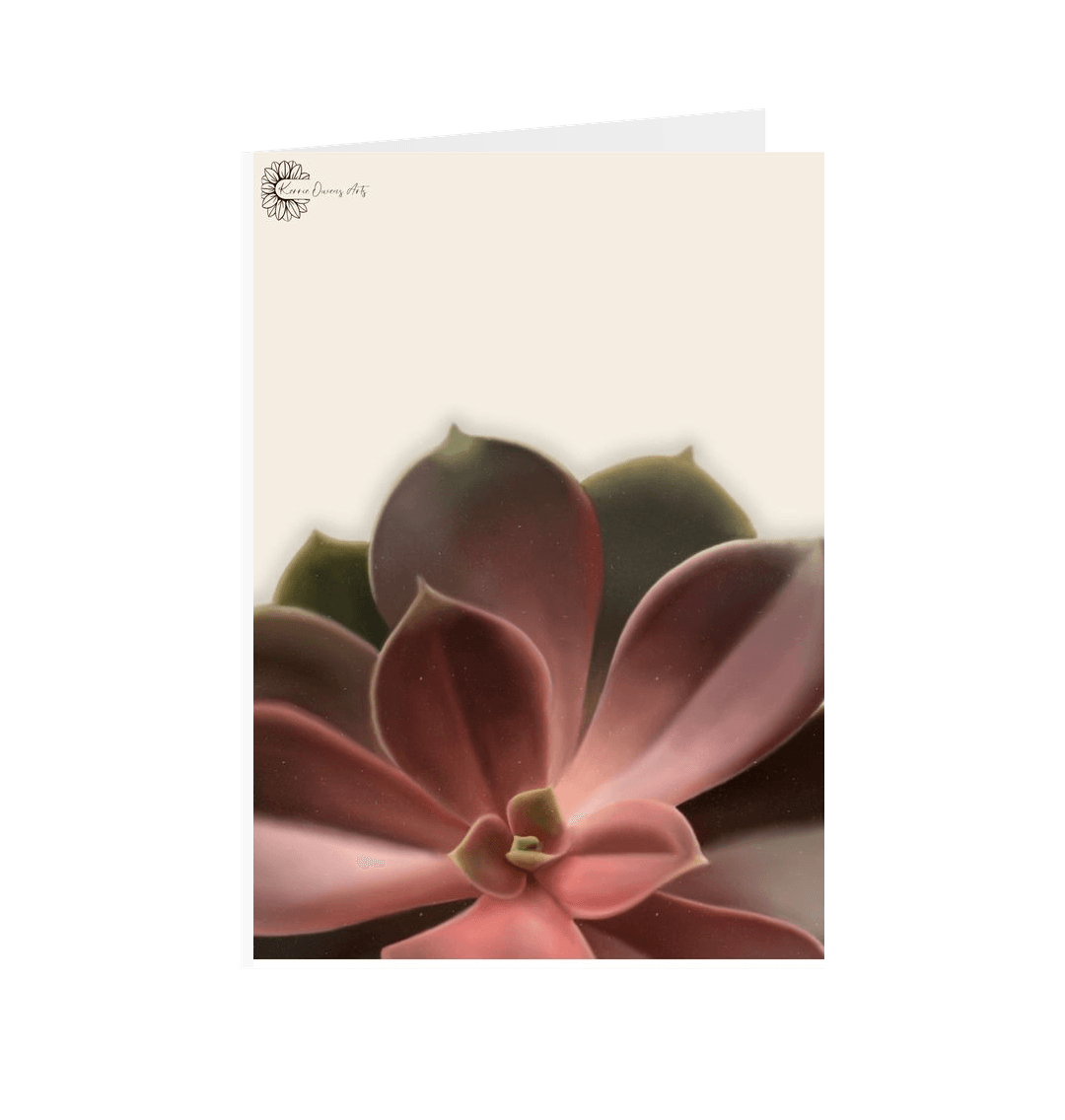 White Half red ombr\u00e9 succulents greetings card.