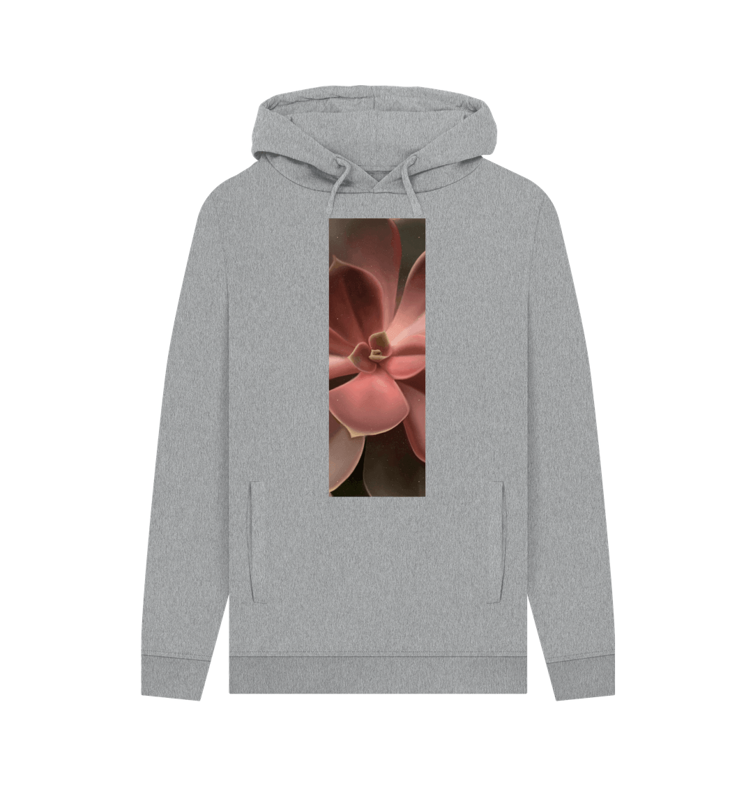Light Heather Unisex red to green ombr\u00e9 succulent banner hoodie.