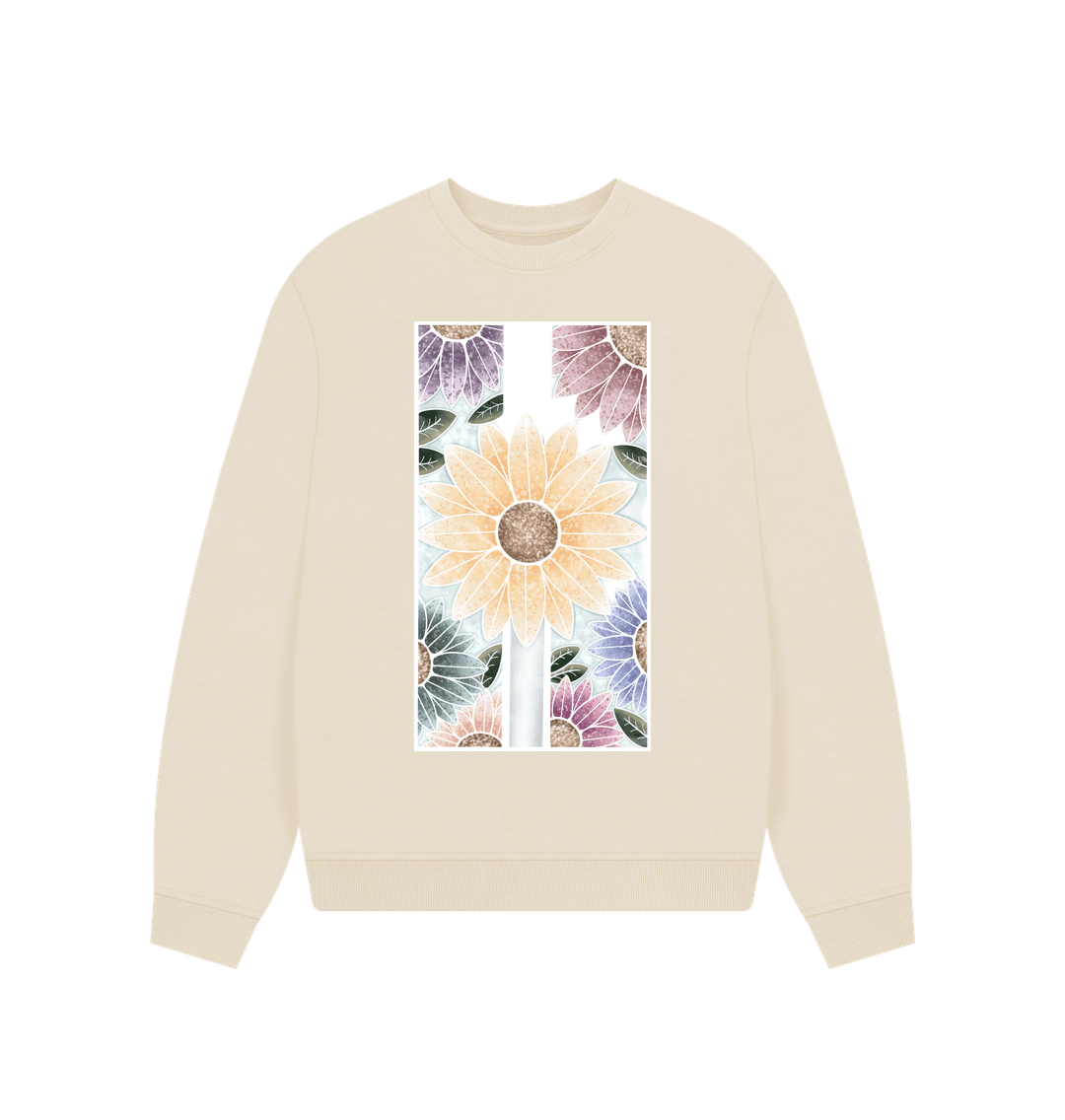 Oat Women\u2019s Sunflower banner oversized sweatshirt.