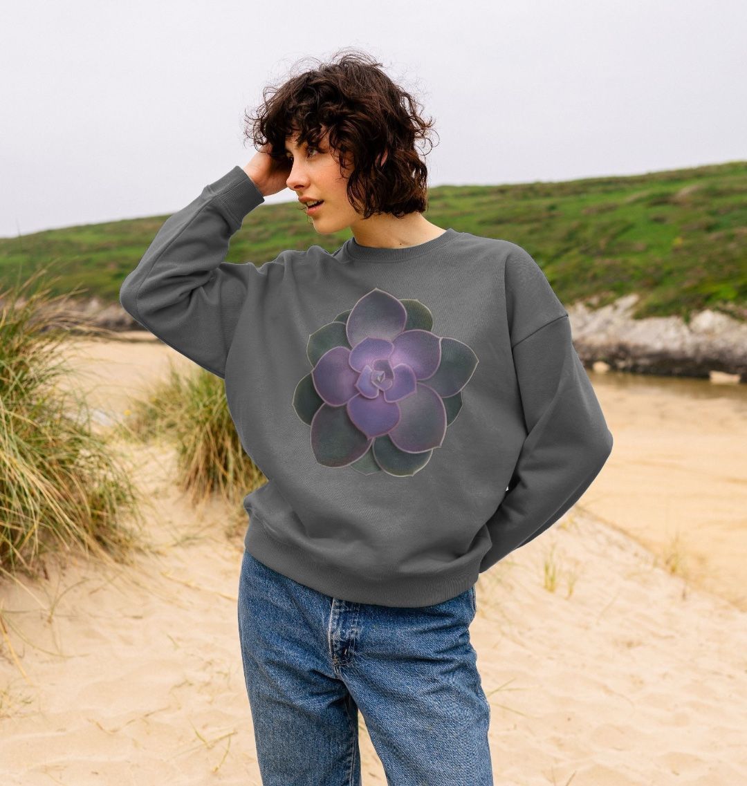 Purple to green ombré women’s oversized sweatshirt.