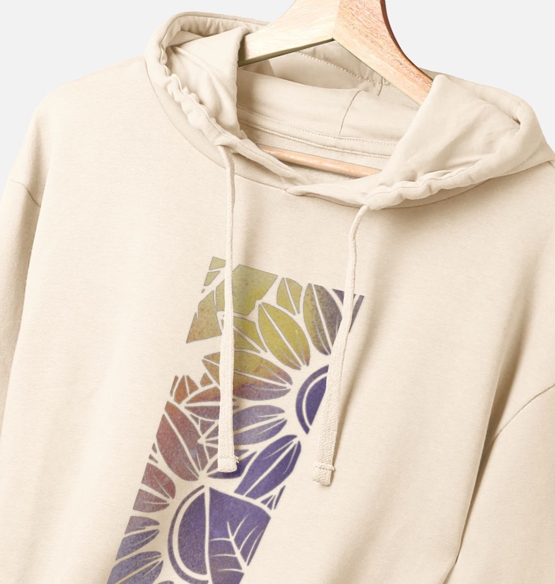 Unisex rainbow spray painted sunflower hoodie.