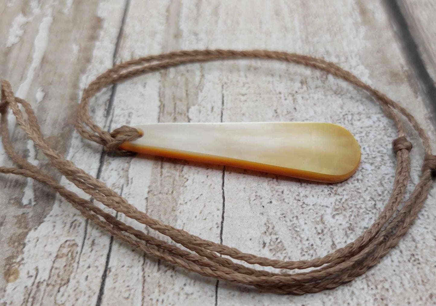 Mother of Pearl shell, roimata tear drop pendant.