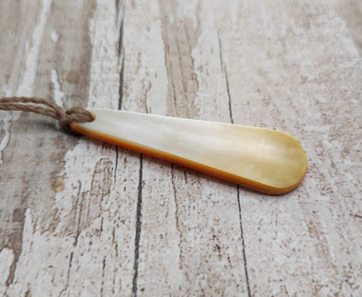 Mother of Pearl shell, roimata tear drop pendant.