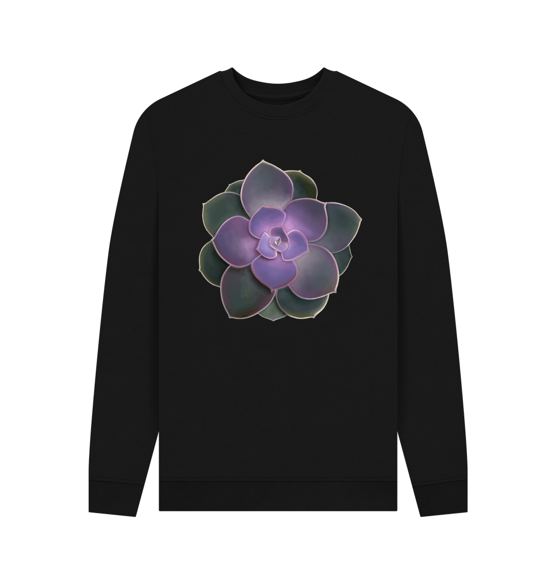 Black Purple to green ombr\u00e9 succulent unisex sweatshirt.