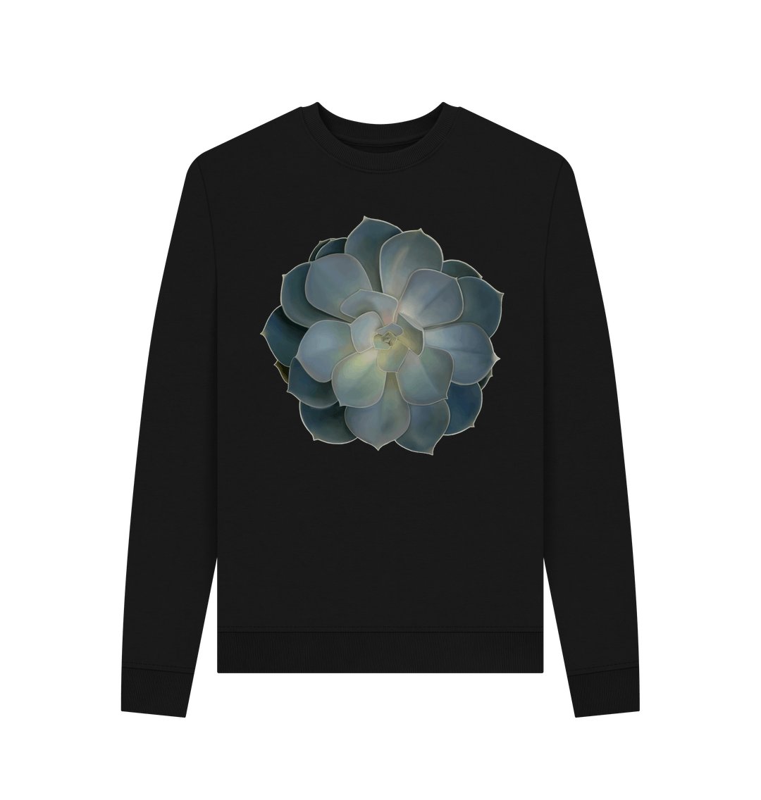 Black Green ombr\u00e9 succulent women\u2019s sweatshirt.