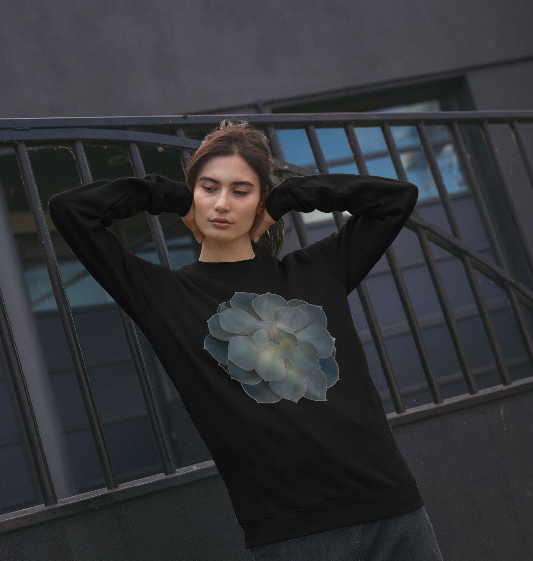 Green ombré succulent women’s sweatshirt.
