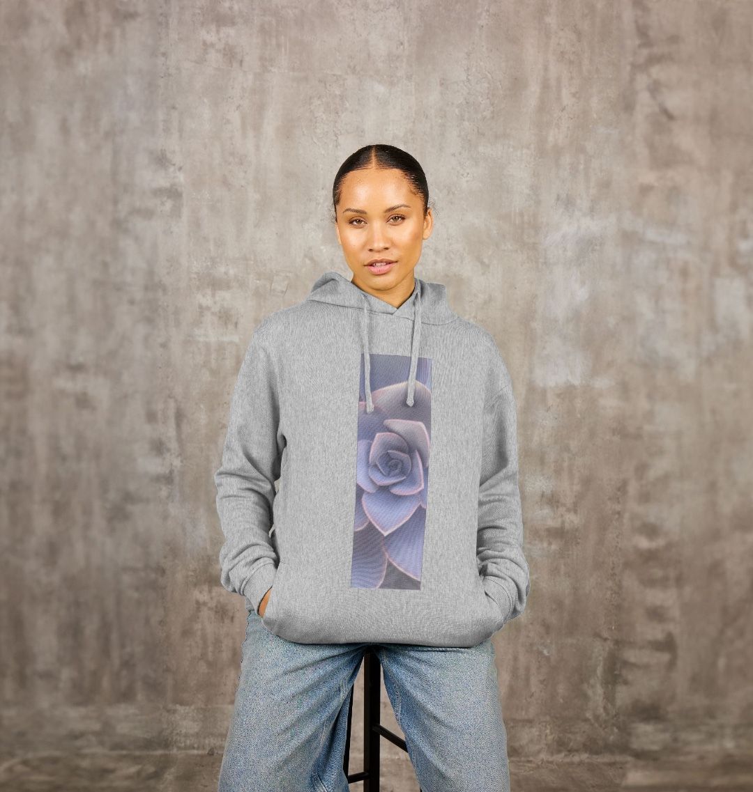 Unisex Purple ombré succulent banner hoodie.