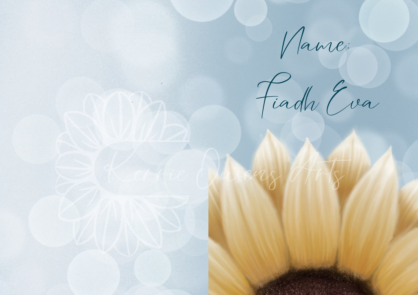 Yellow sunflower side view illustration digital download.