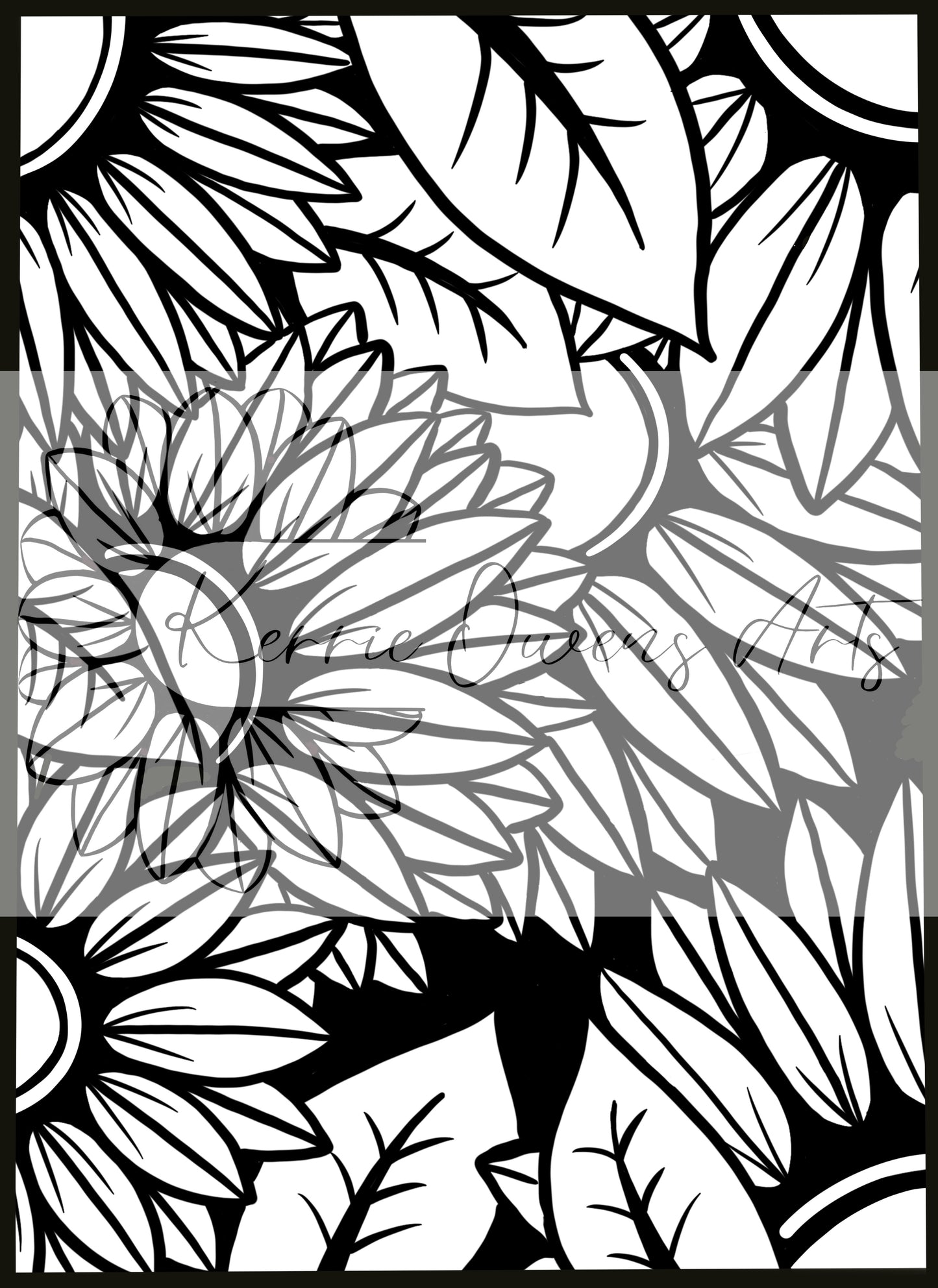Yellow sunflower side view illustration digital download.