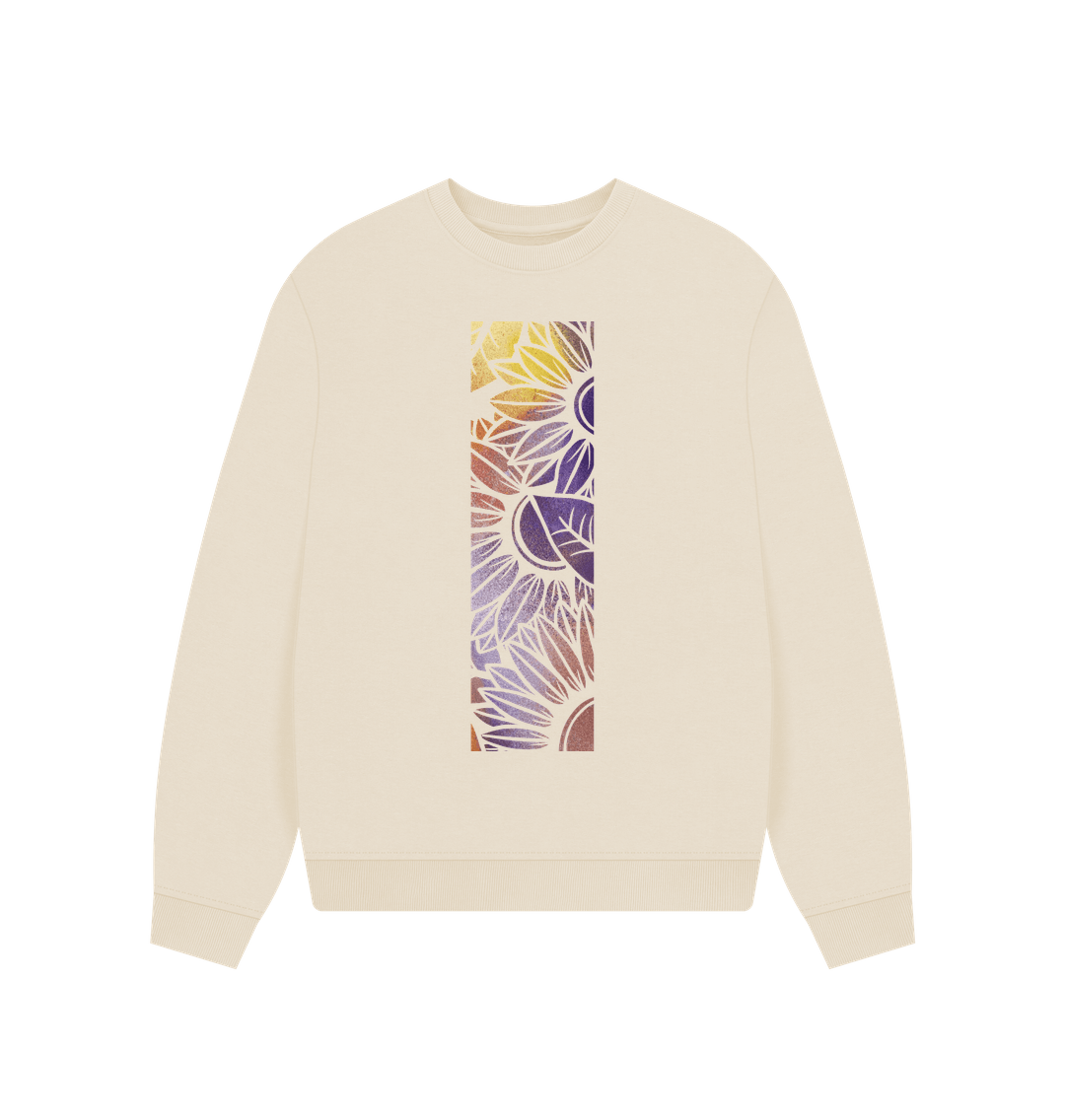 Oat Women\u2019s rainbow spray painted sunflowers over sized sweatshirt.