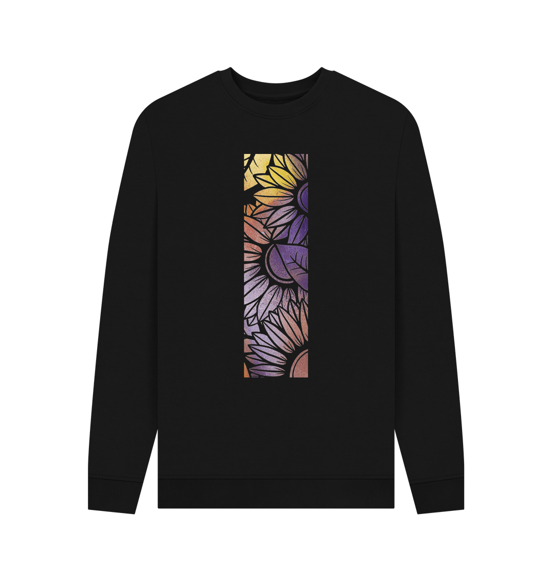 Black Men\u2019s Rainbow spray painted sweatshirt.