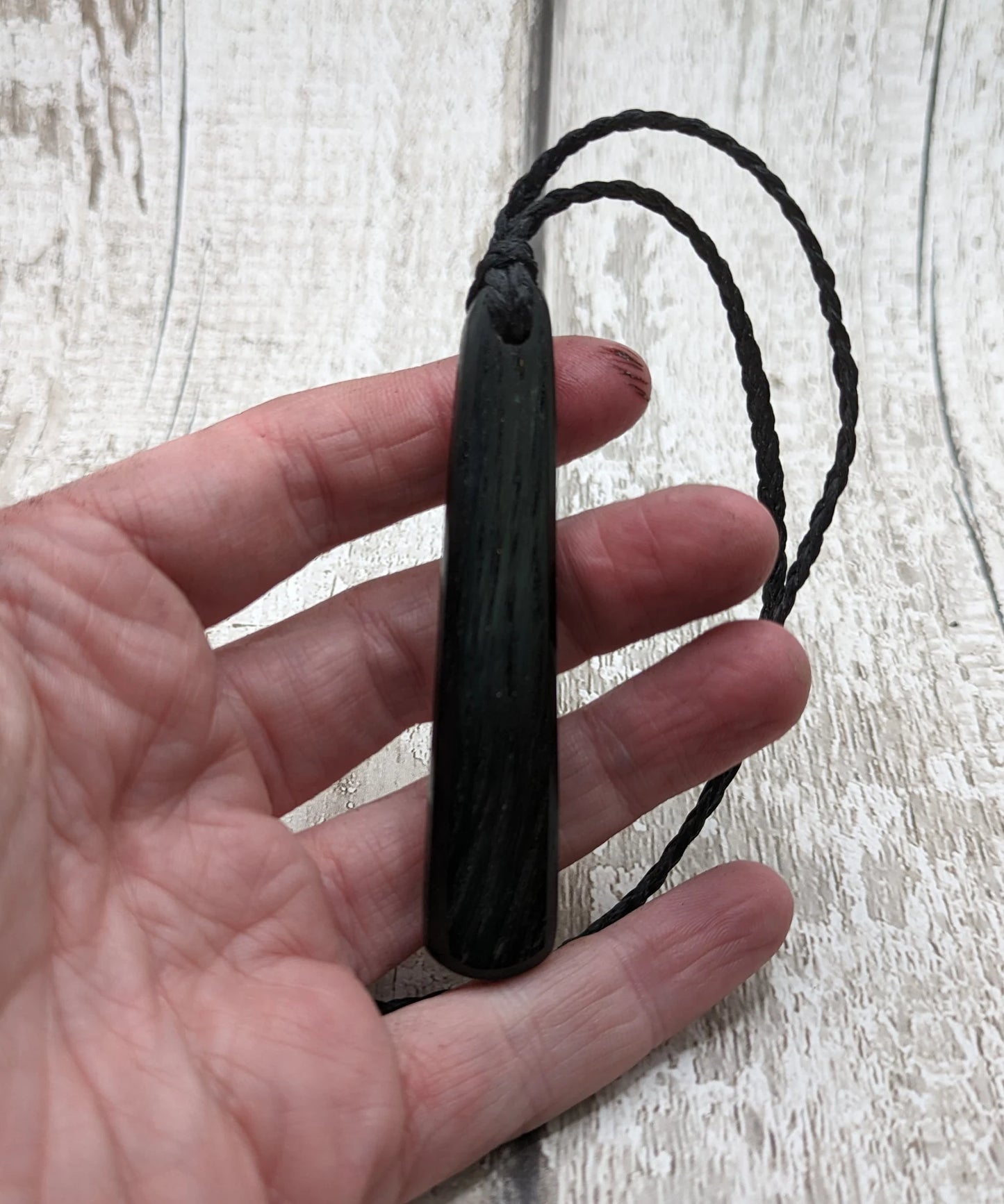 Fenland bog oak roimata drop pendant.