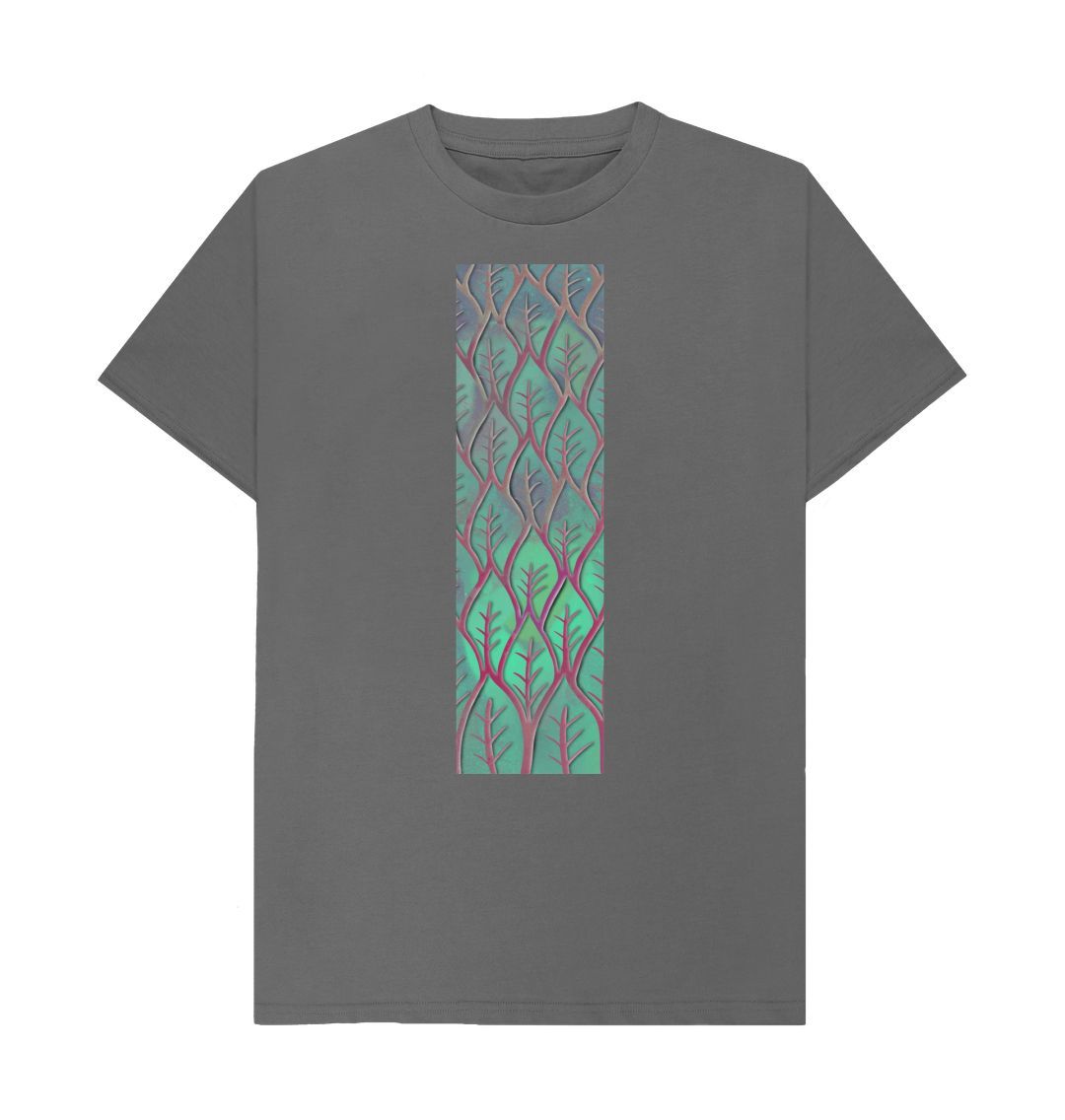 Slate Grey Unisex cosmic leaves T-Shirt.