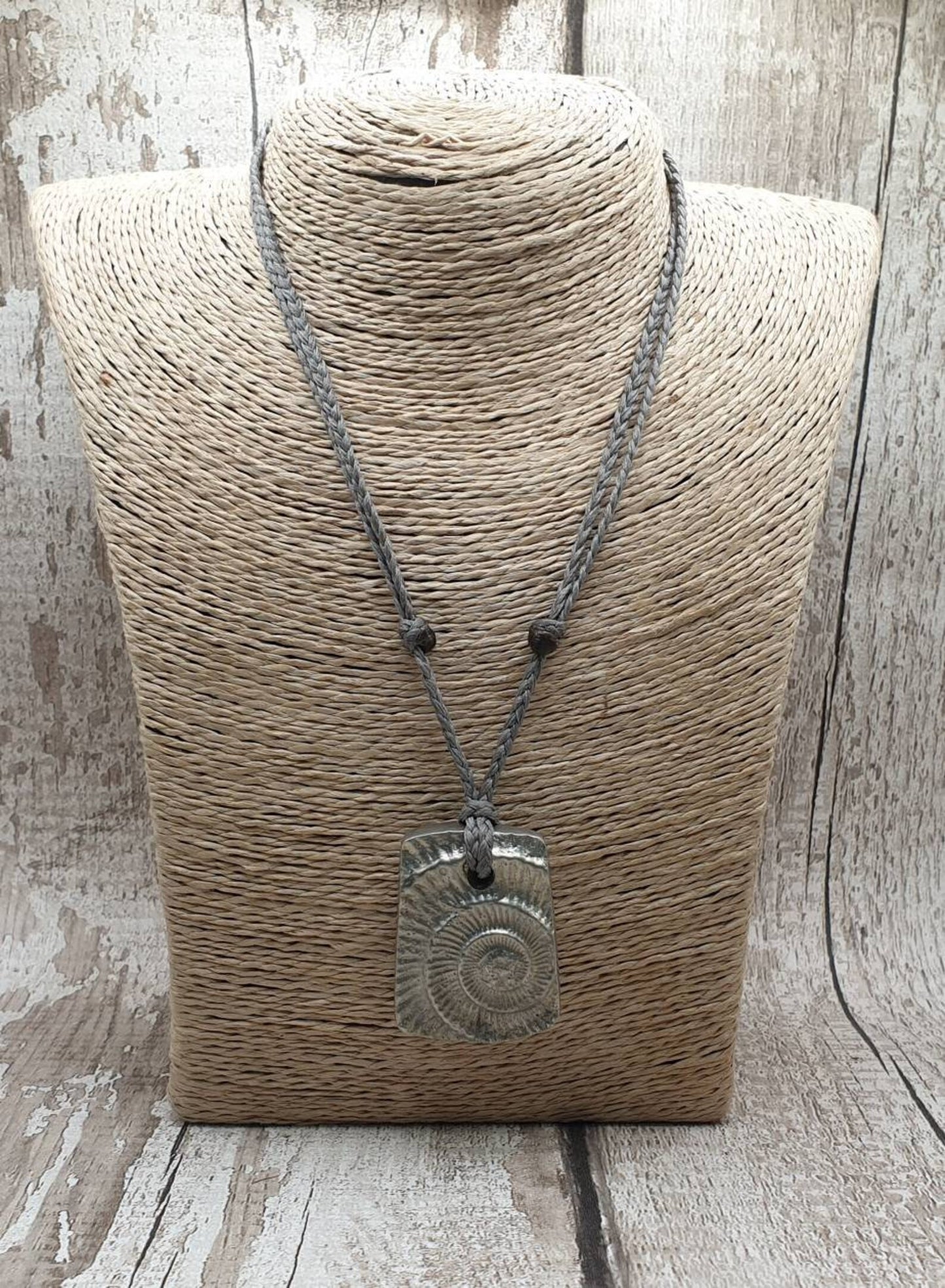 Solid pewter, Whitby ammonite casted pendant.