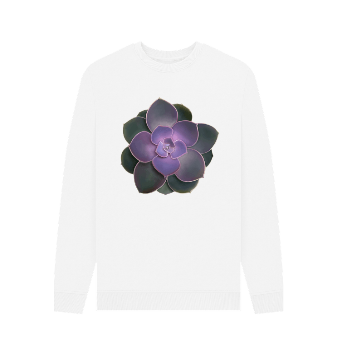 White Purple to green ombr\u00e9 succulent unisex sweatshirt.