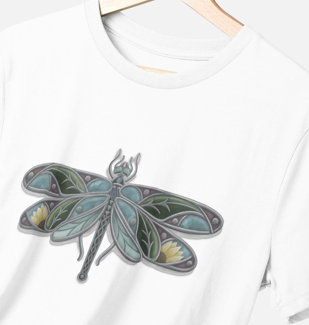 Unisex stained glass dragonfly T-shirt
