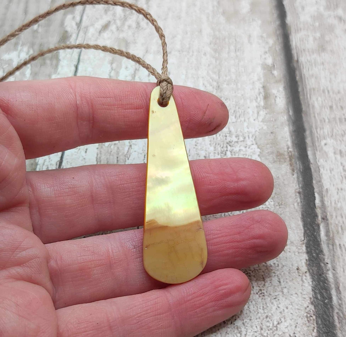 Mother of Pearl shell, roimata tear drop pendant.