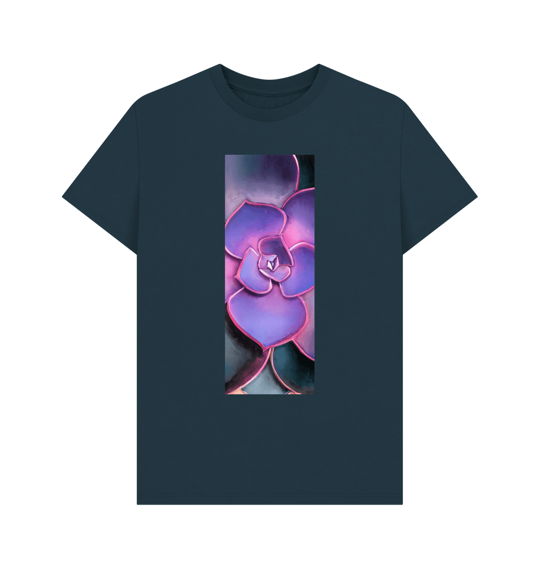 Denim Blue Unisex Pink to purple ombr\u00e9 succulent banter T- Shirt.