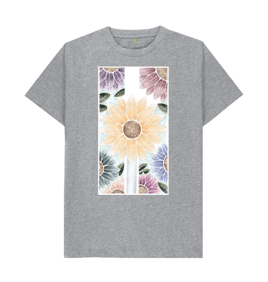 Athletic Grey Unisex sunflower banner motif t-shirt.