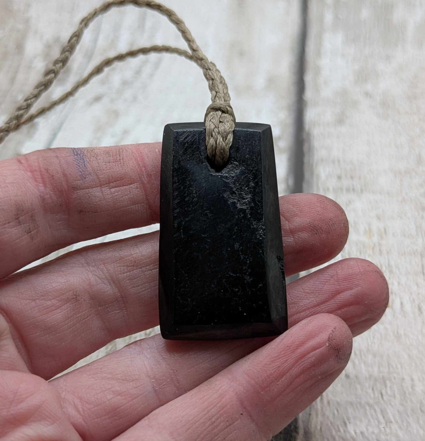Sea coal rectangular pendant.
