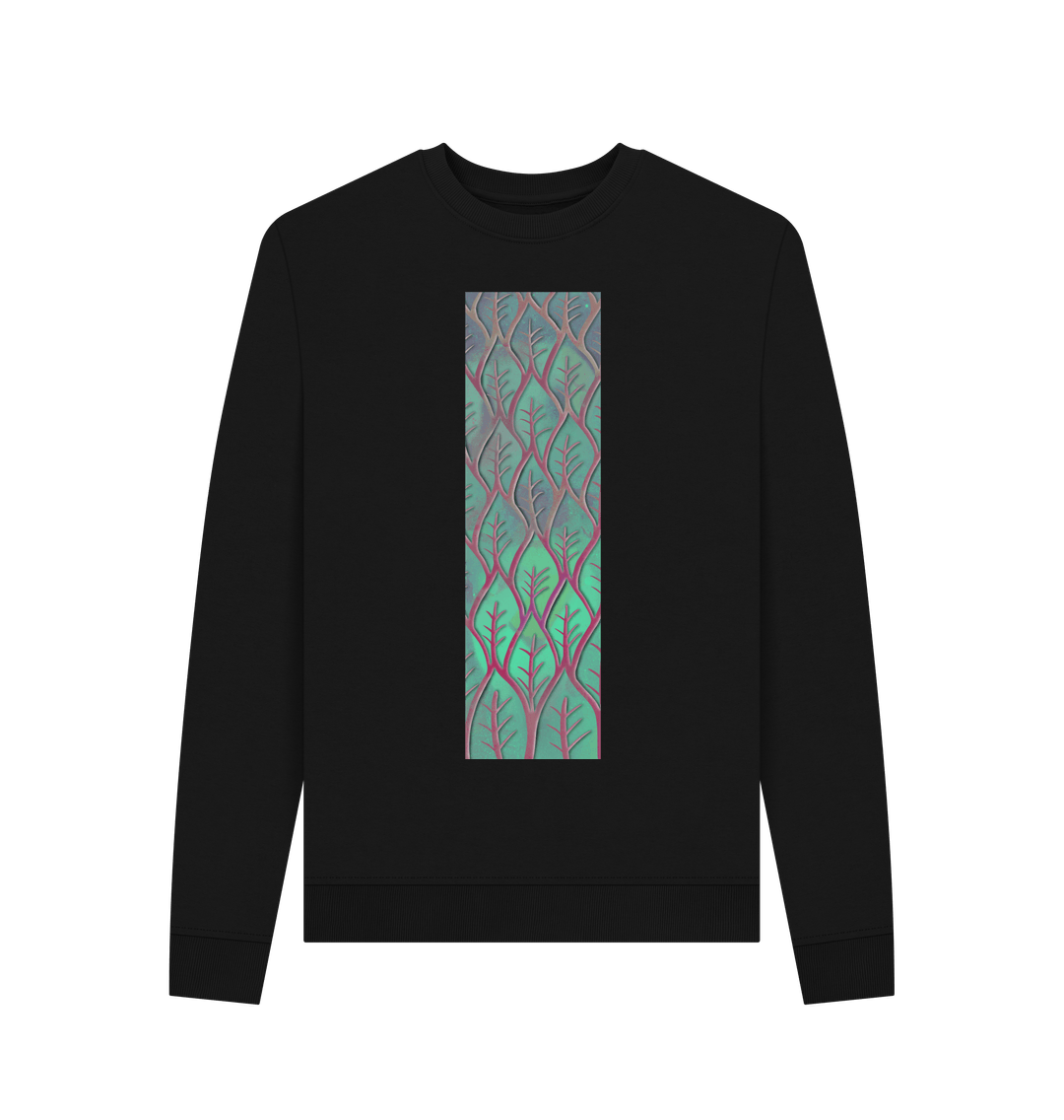 Black Women\u2019s cosmic leaves crewneck sweatshirt.