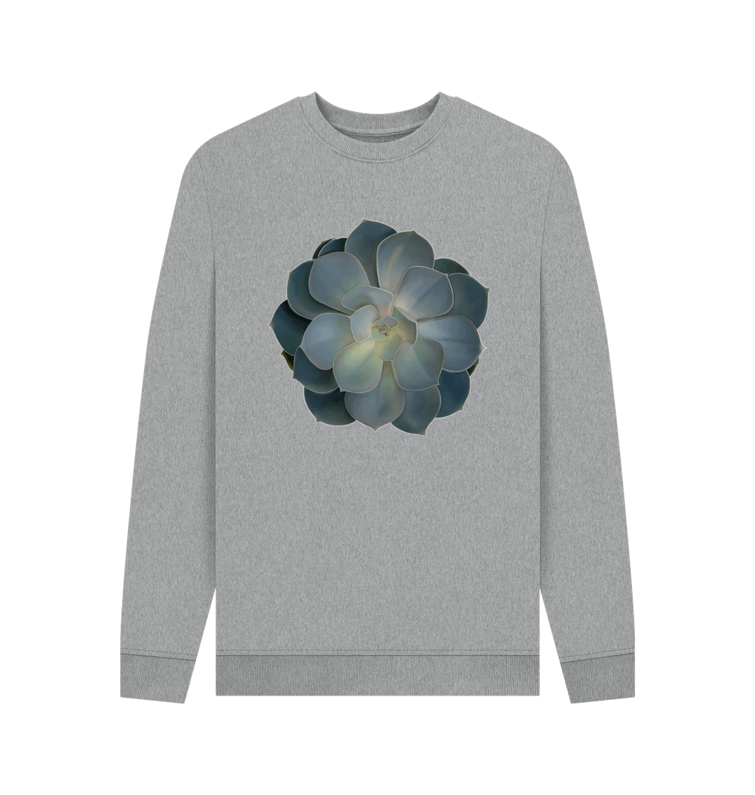 Light Heather Mens green ombr\u00e9 succulent sweatshirt.