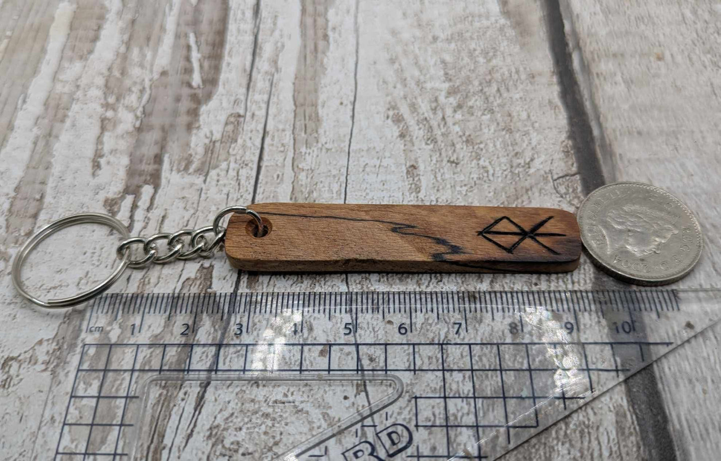 Spalted beech protection bind run keyrings.