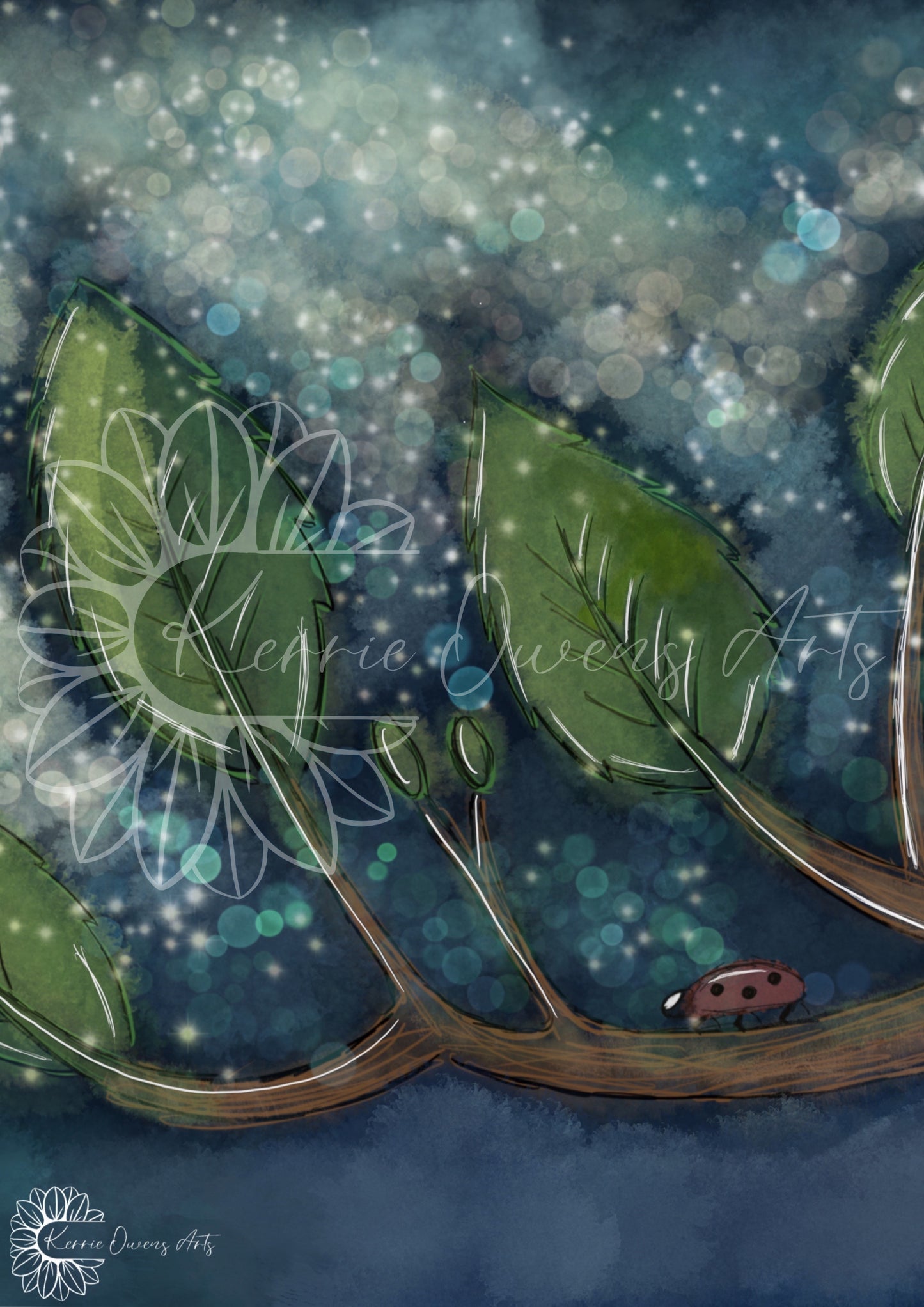 Moonlight woodland magic digital download print.