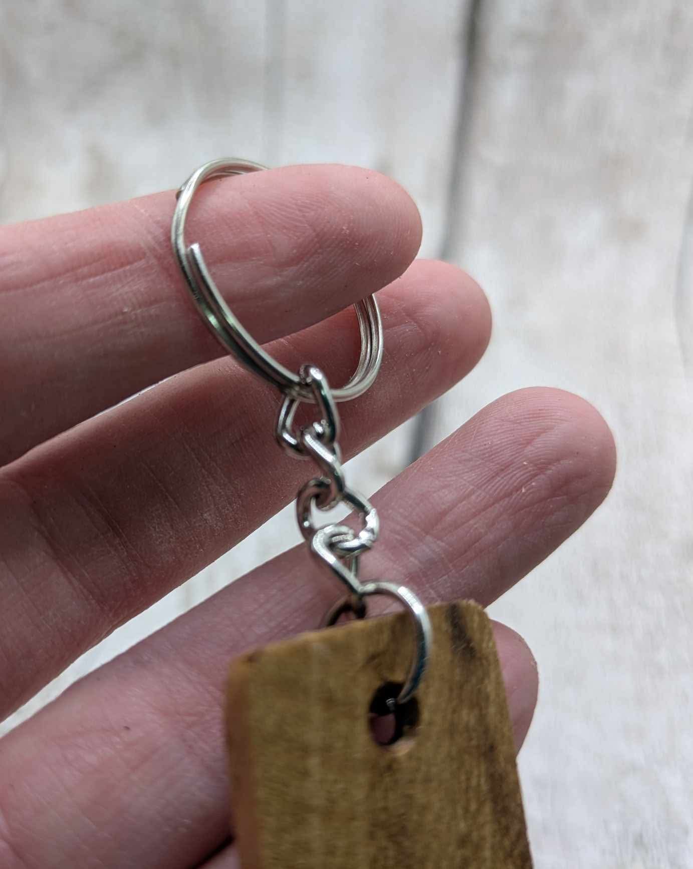 Laburnum wood protection bind rune keyring.