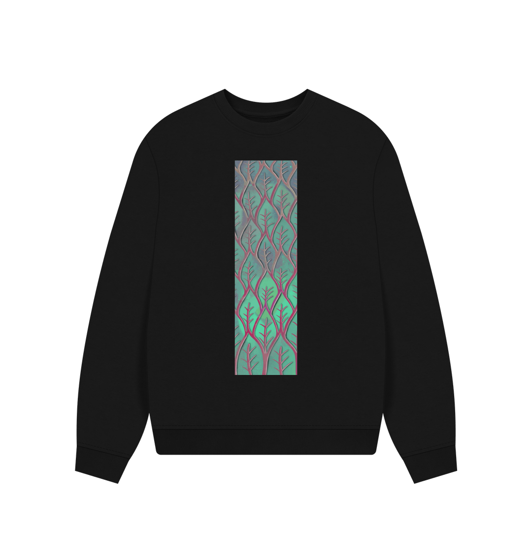 Black Women's cosmic leaves oversized sweatshirt.