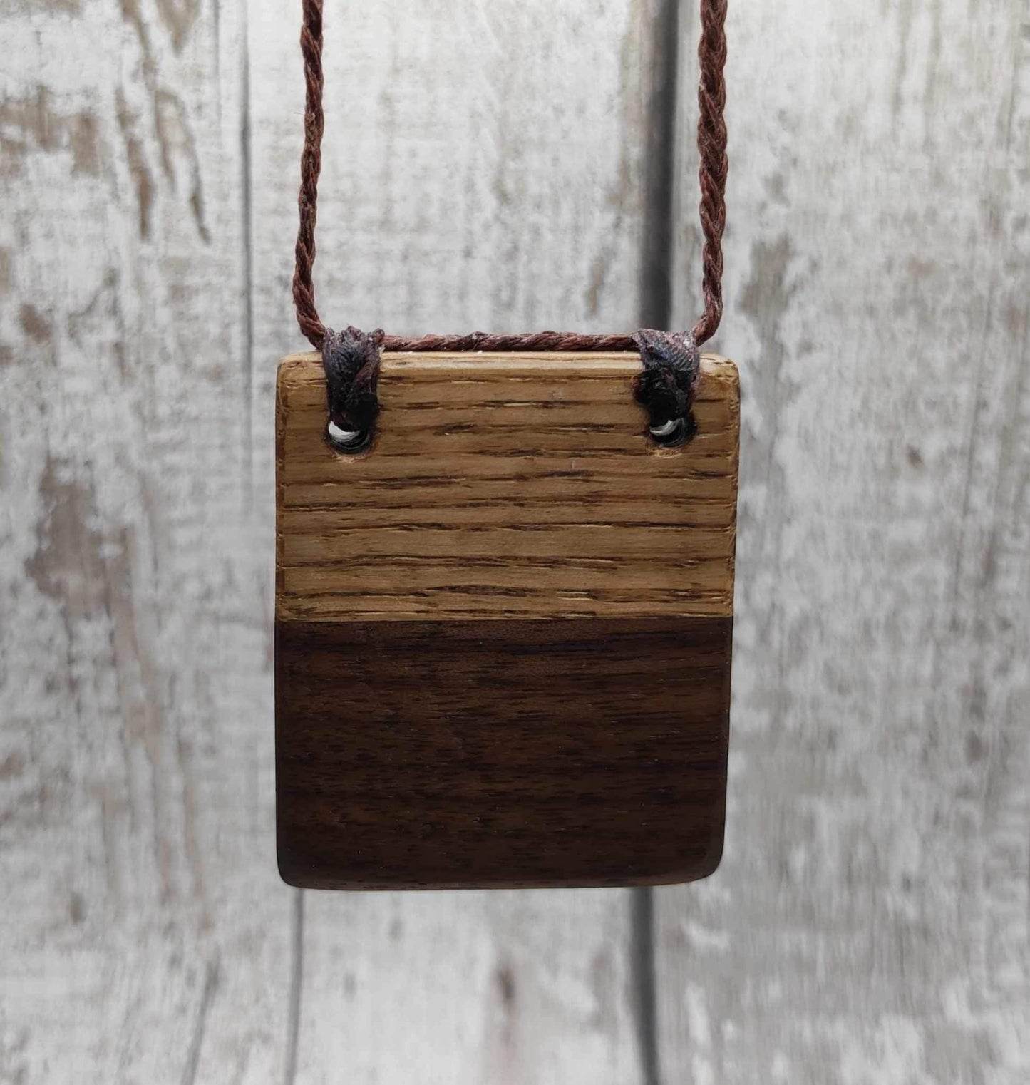 Oak and walnut sacral chakra sunstone hand carved Christmas decoration.