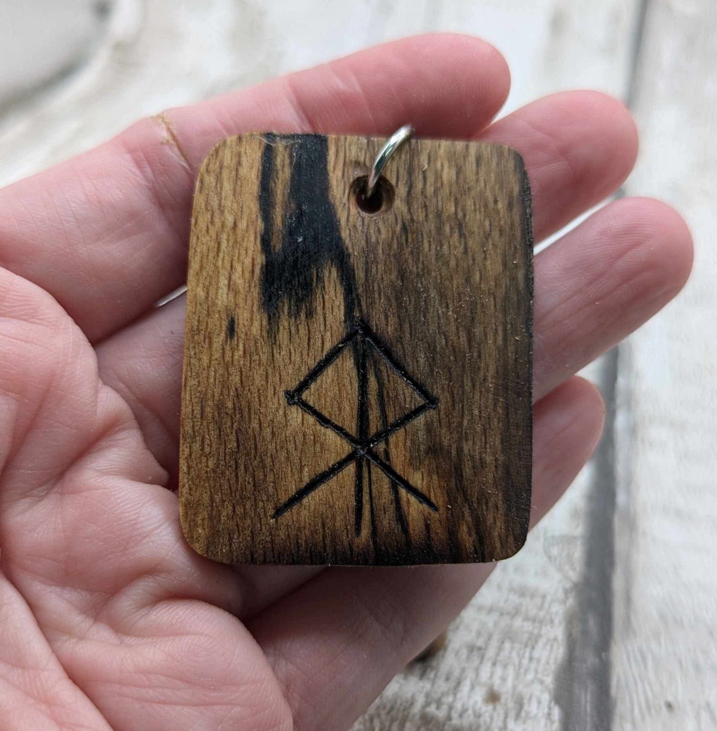 Spalted beech protection bind rune keyring