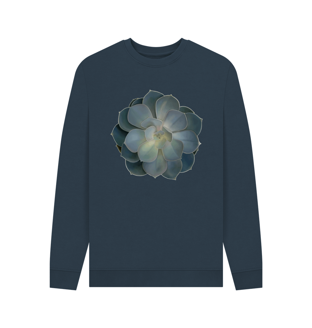 Navy Blue Mens green ombr\u00e9 succulent sweatshirt.