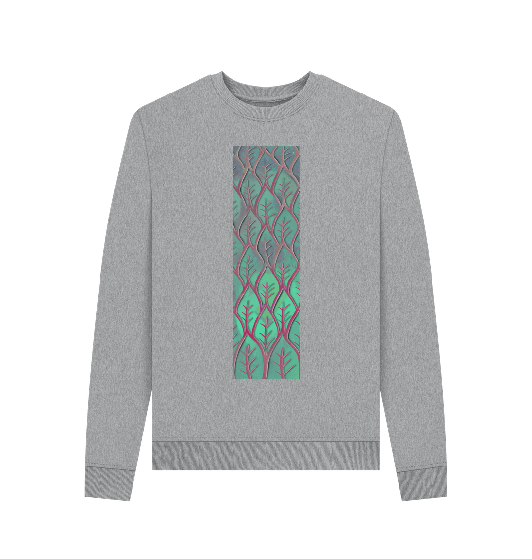 Light Heather Women\u2019s cosmic leaves crewneck sweatshirt.