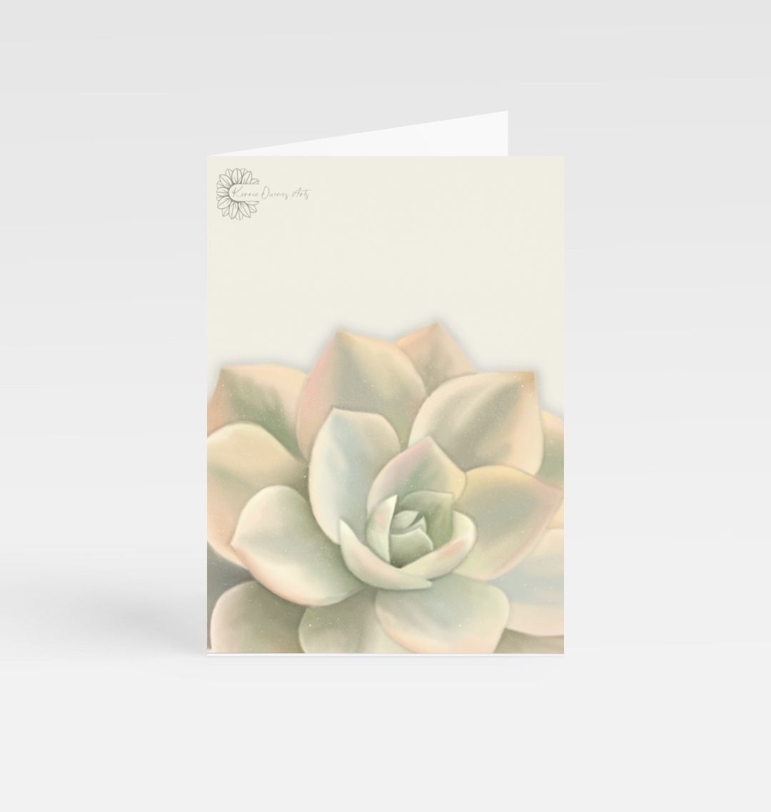 Light green ombré succulents greetings card.