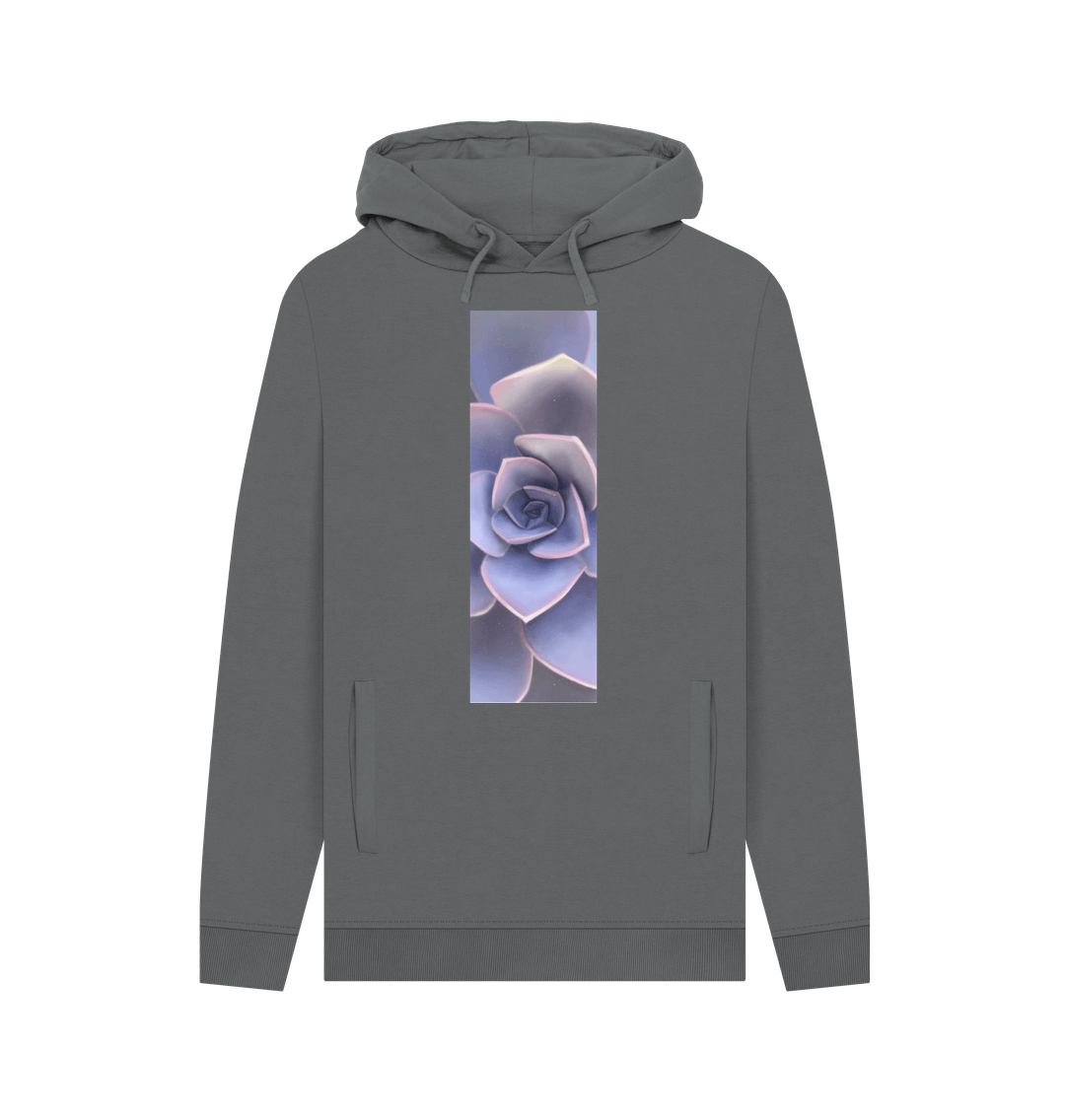Slate Grey Unisex Purple ombr\u00e9 succulent banner hoodie.