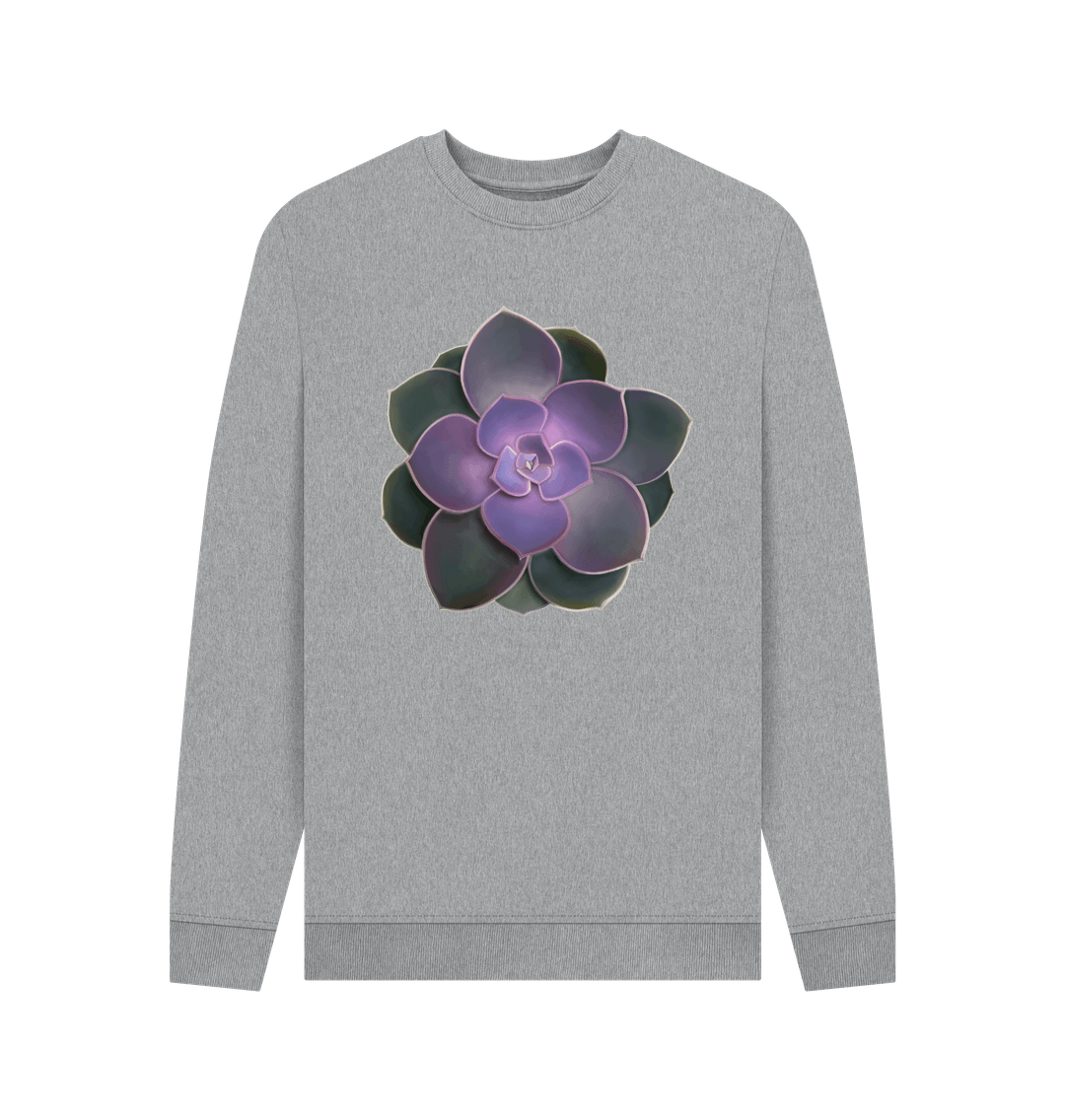 Light Heather Purple to green ombr\u00e9 succulent unisex sweatshirt.