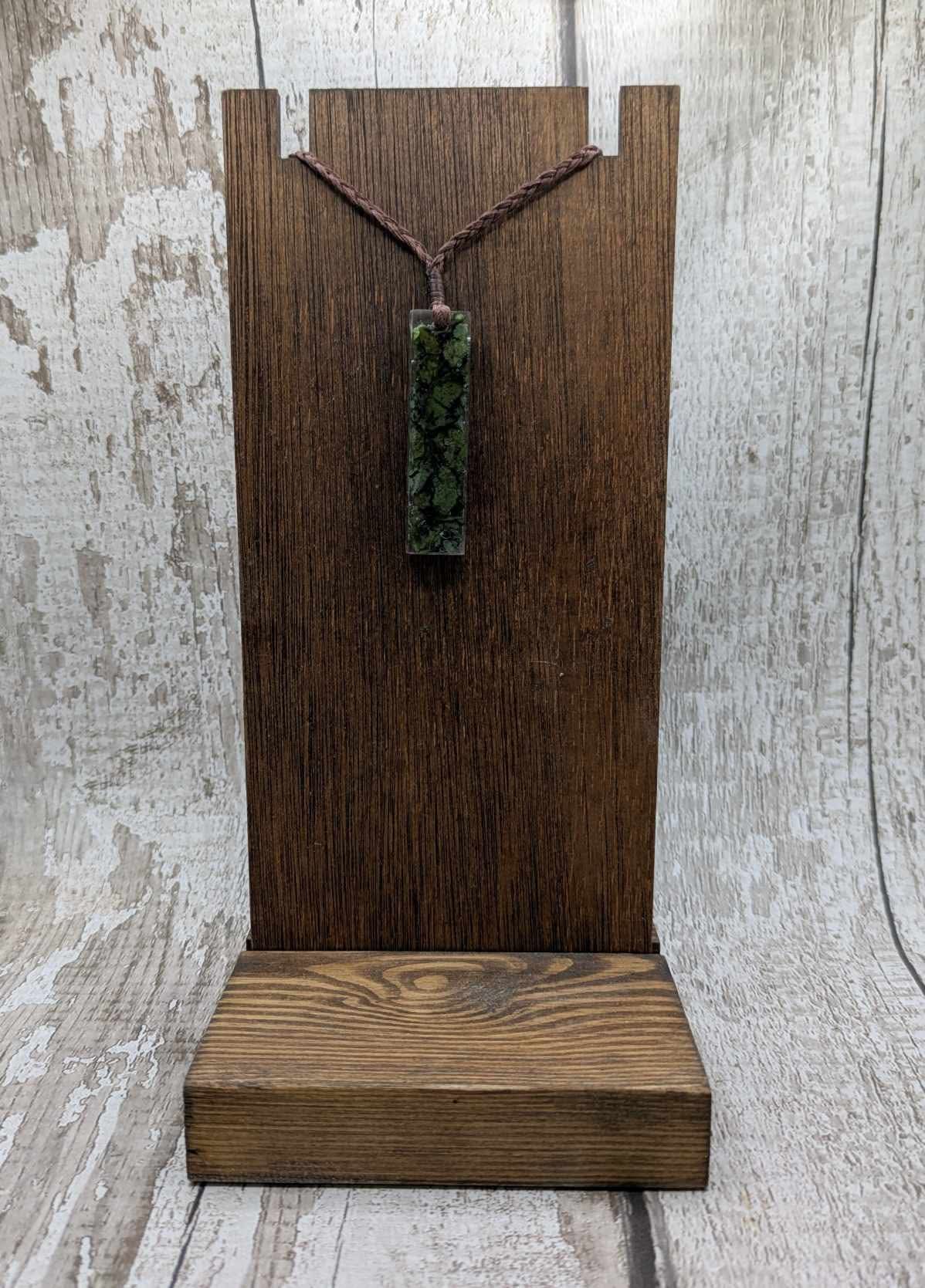 New Zealand mixed Pounamu greenstone chip pendant in UV resin.