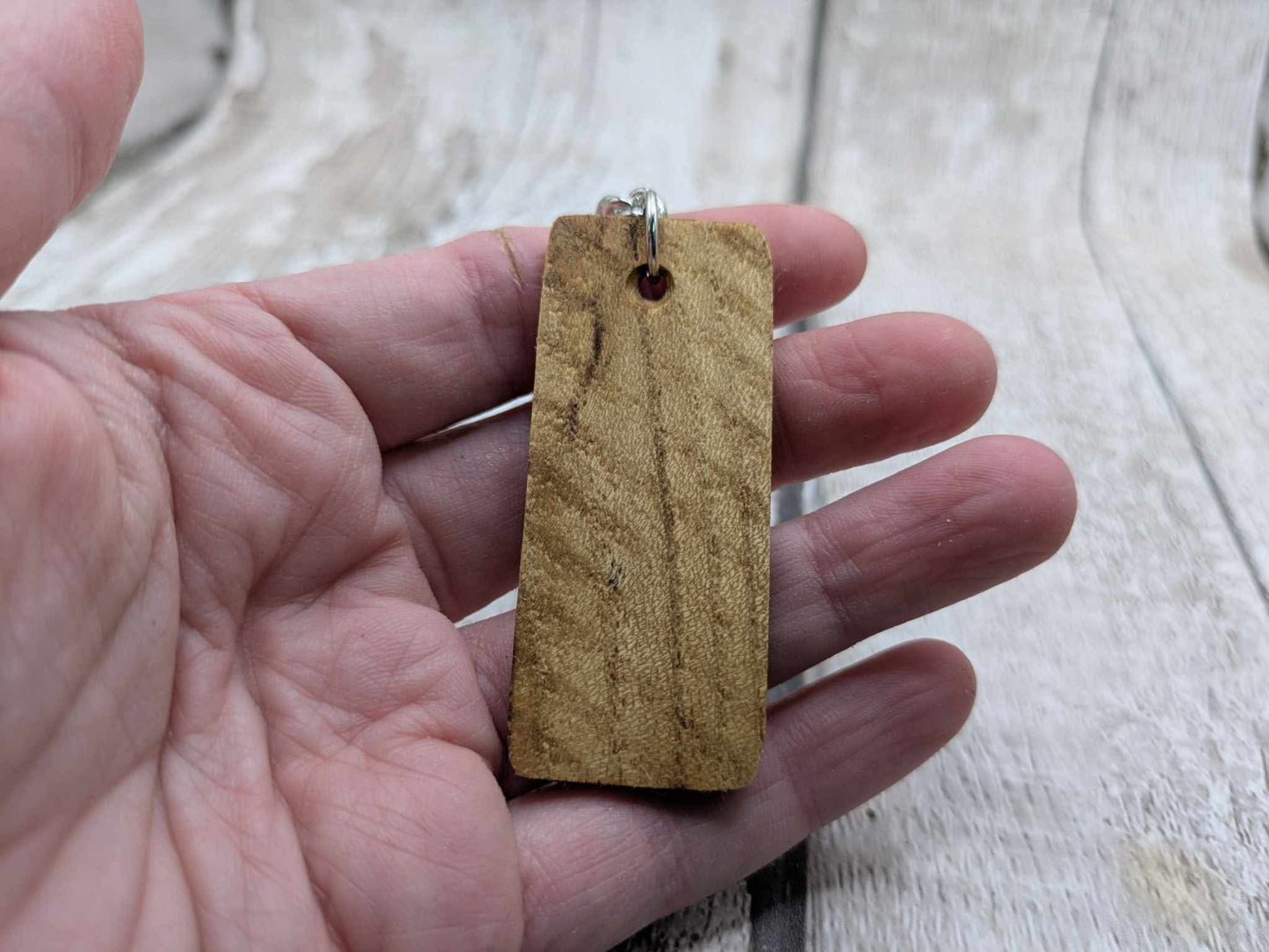 Laburnum wood protection bind rune keyring.