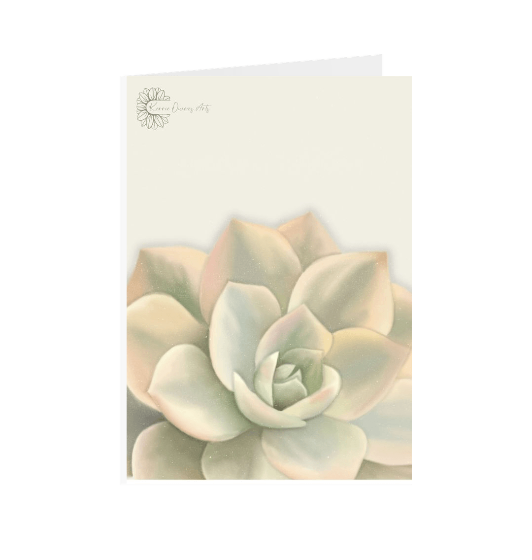 White Light green ombr\u00e9 succulents greetings card.