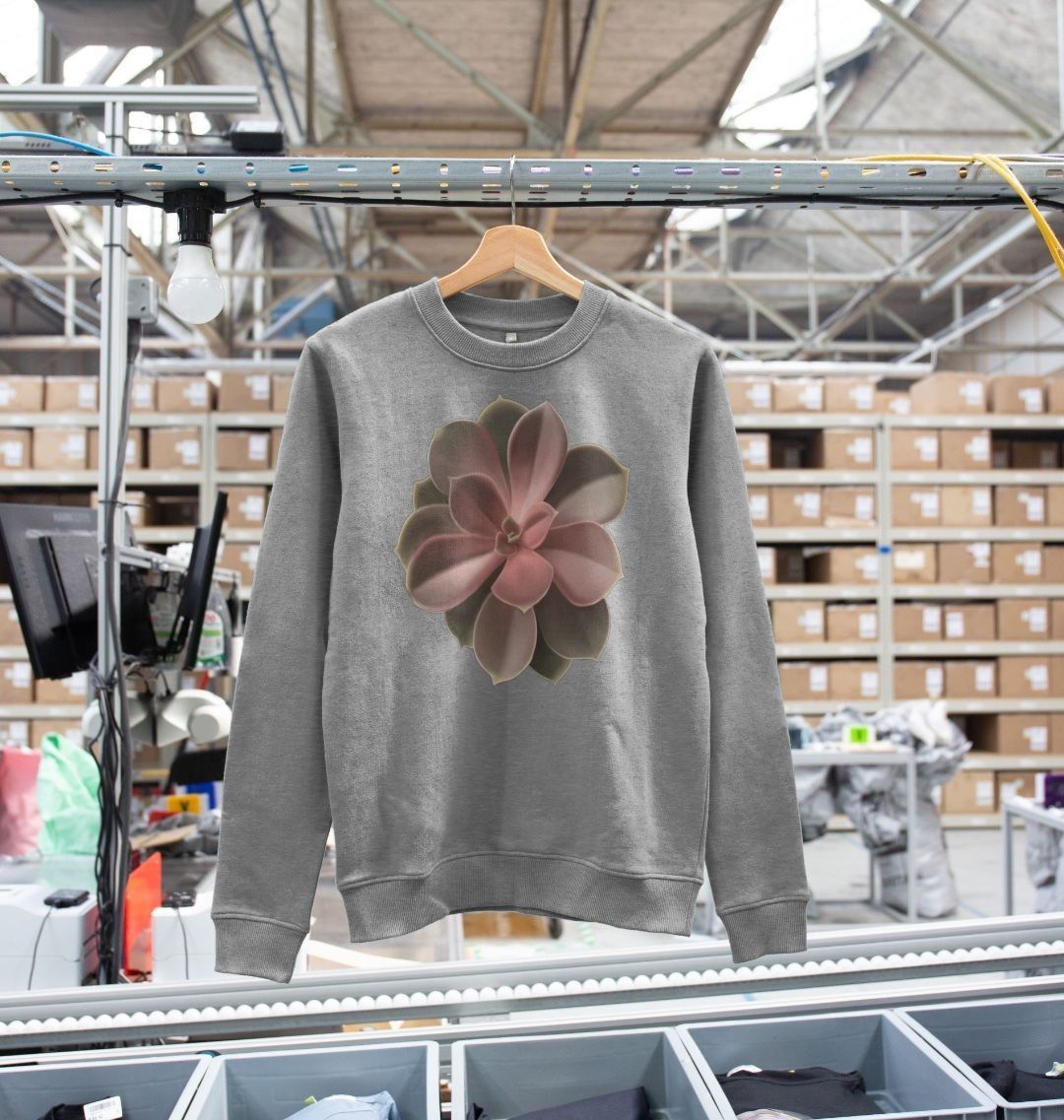Women’s Red to green ombré succulent sweatshirt.