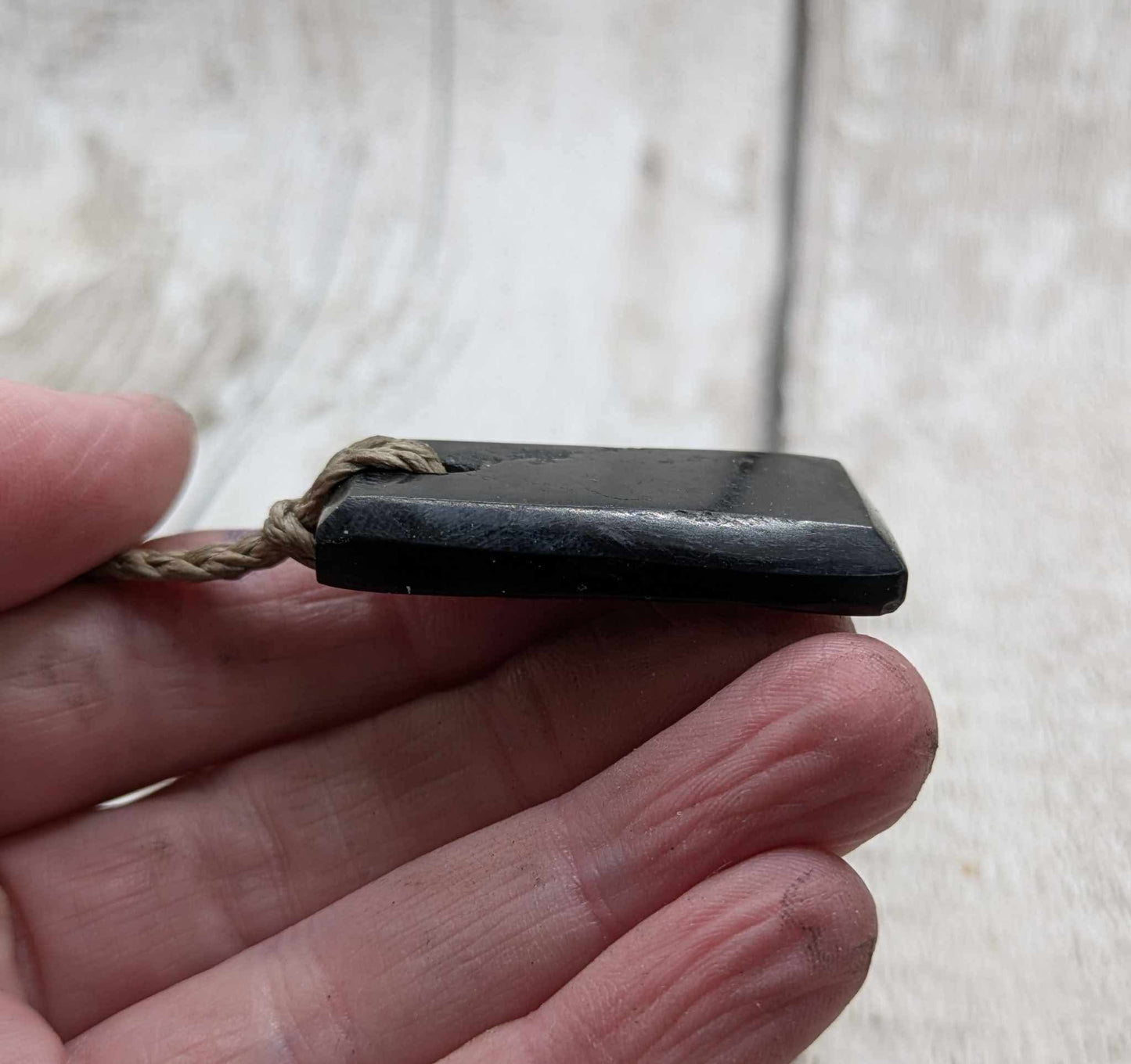 Sea coal rectangular pendant.