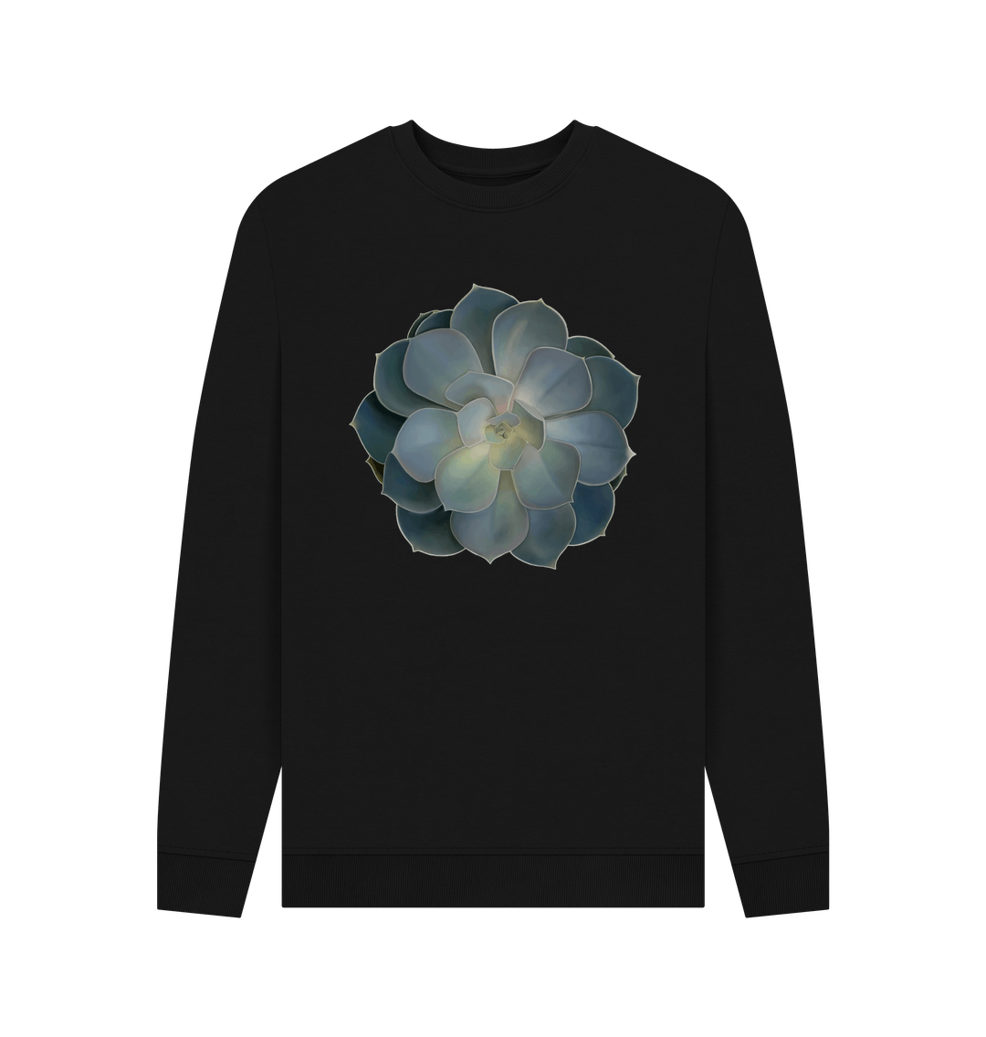Black Mens green ombr\u00e9 succulent sweatshirt.