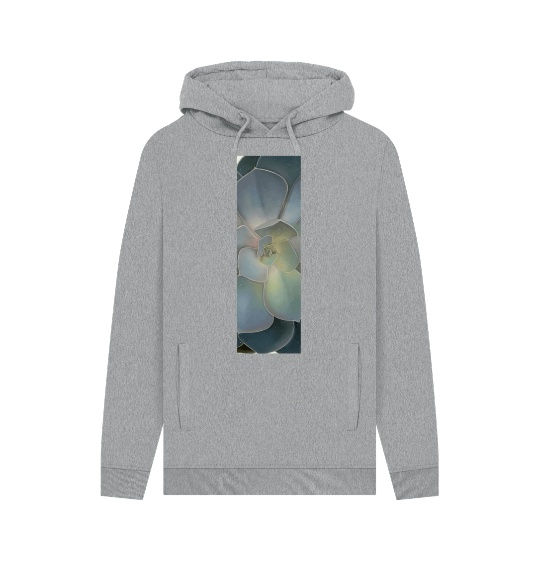 Light Heather Unisex green ombr\u00e9 succulent banner hoodie.