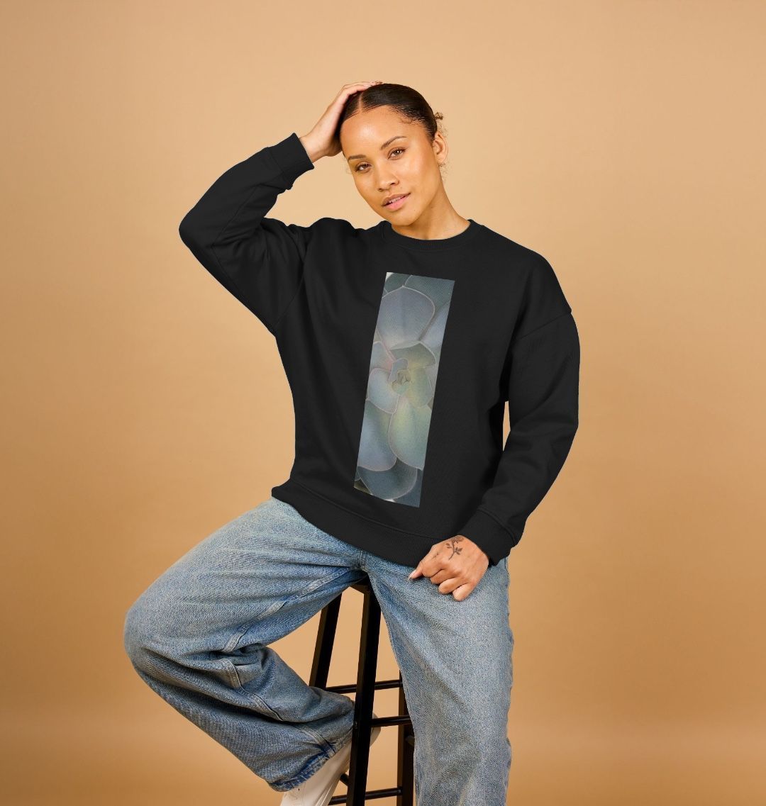 Women’s green ombré succulent oversized Sweater.