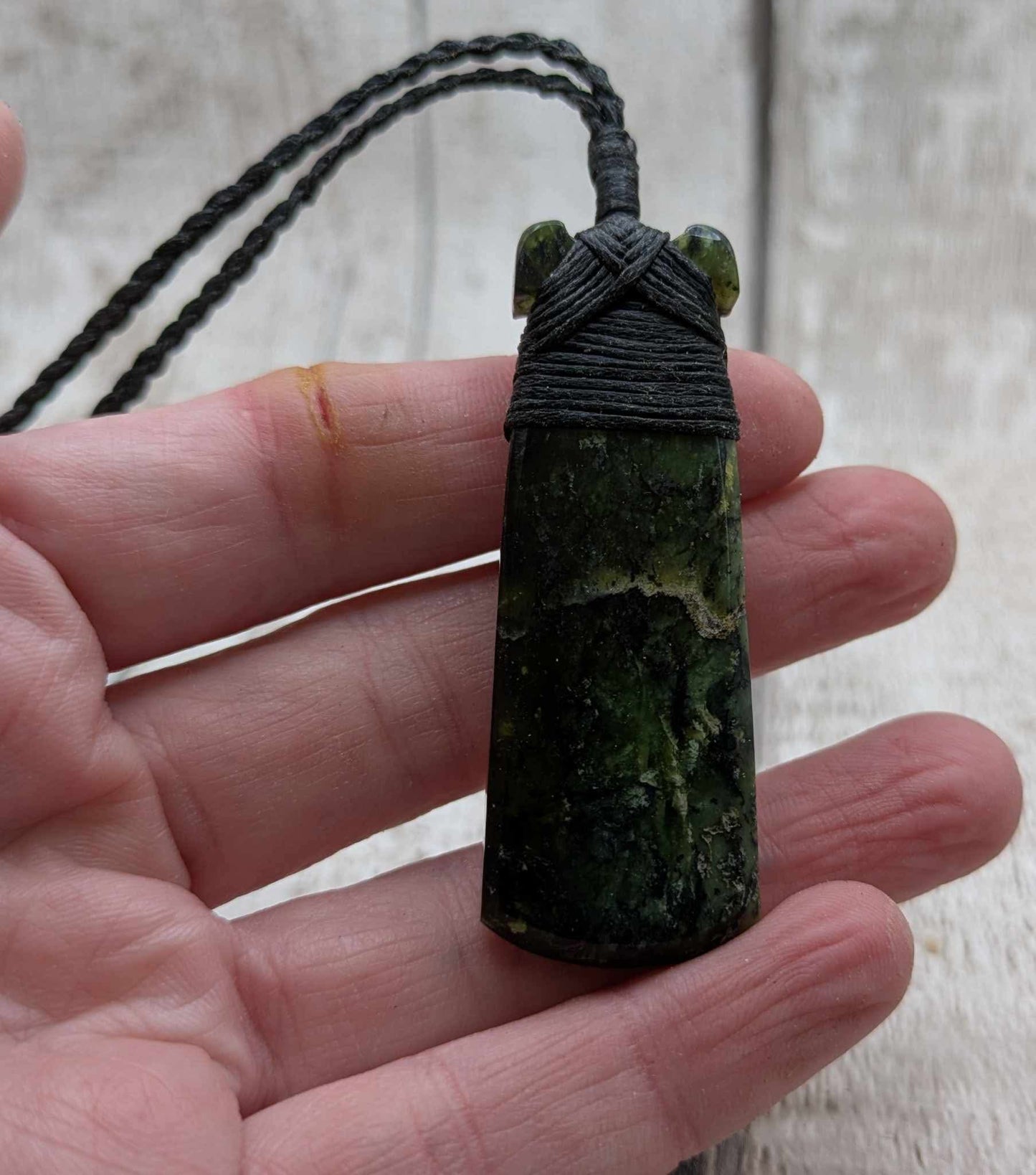 New Zealand Haast pass serpentine Toki pendant.