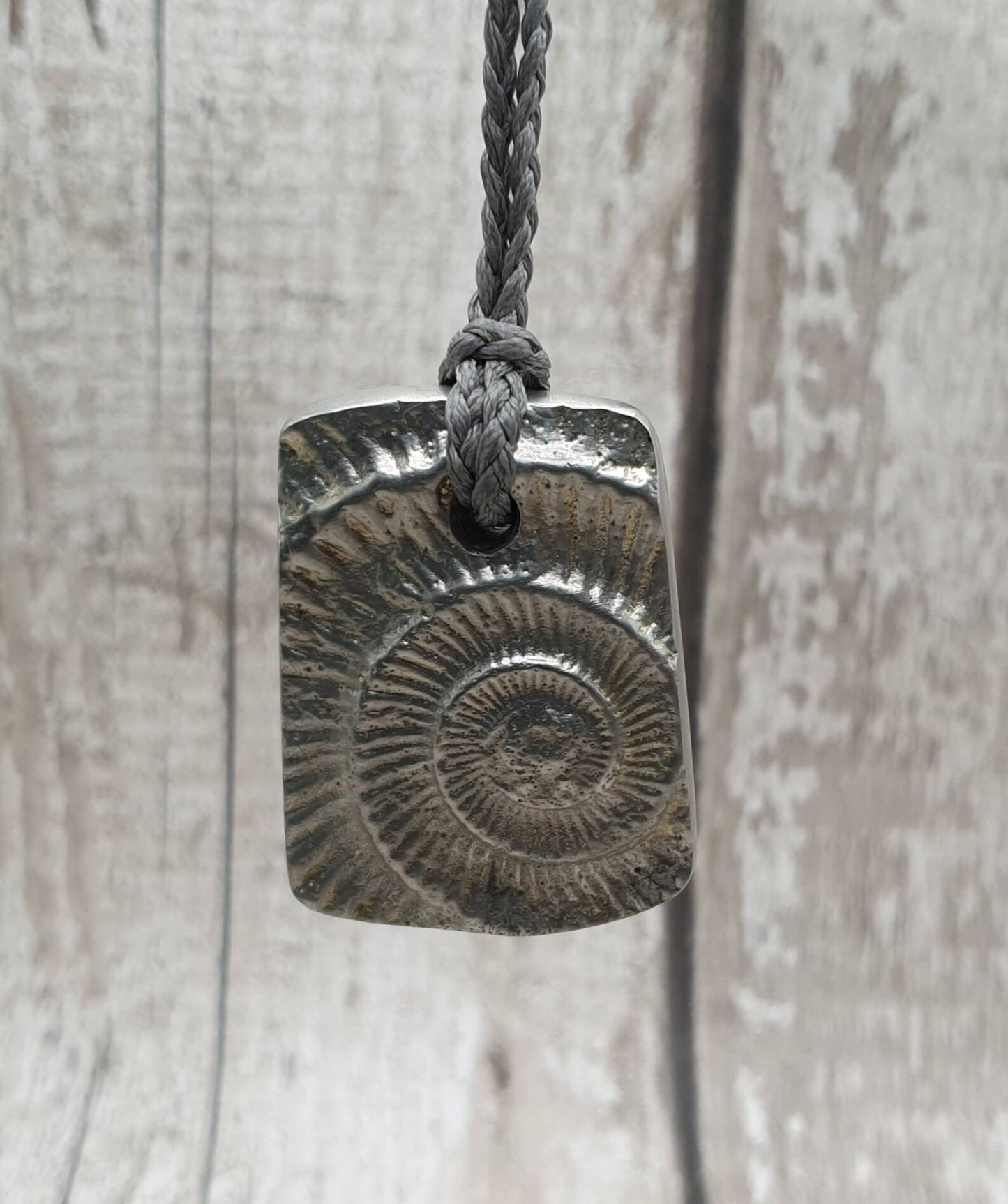 Solid pewter, Whitby ammonite casted pendant.