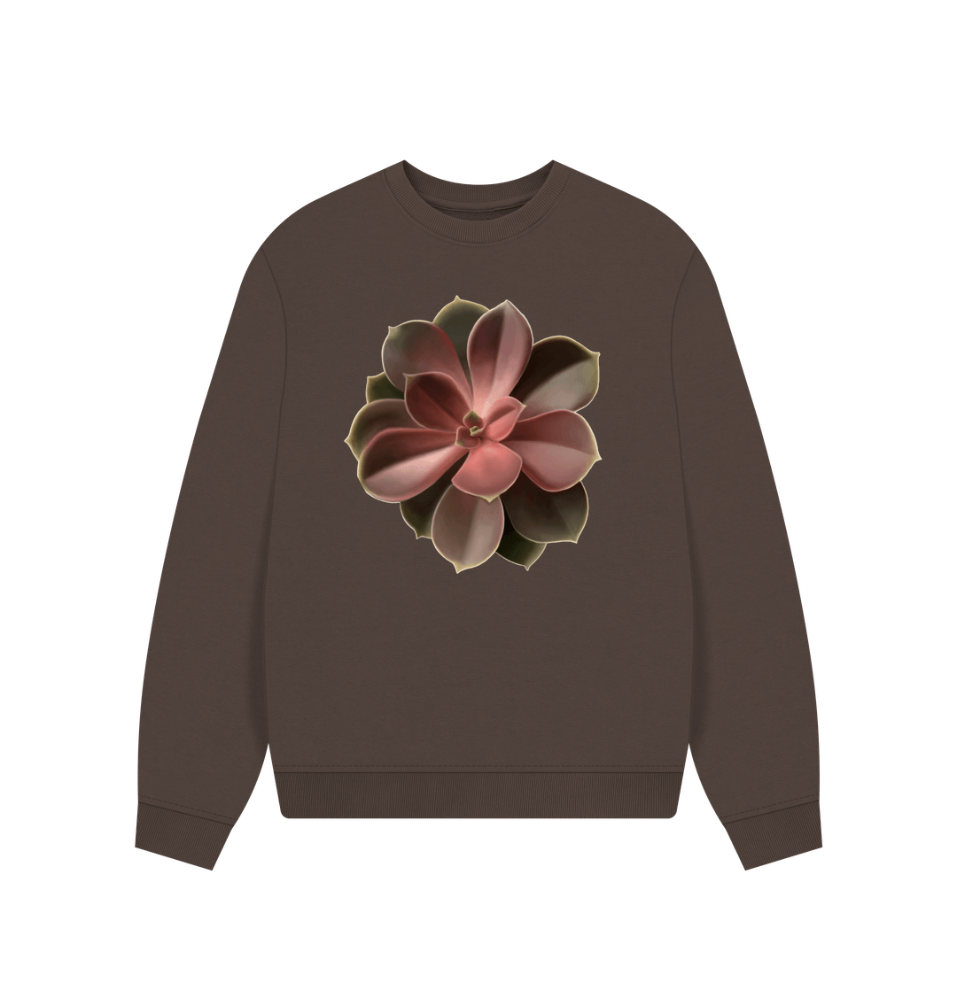 Chocolate Red to green ombr\u00e9 succulent women\u2019s oversized sweatshirt.