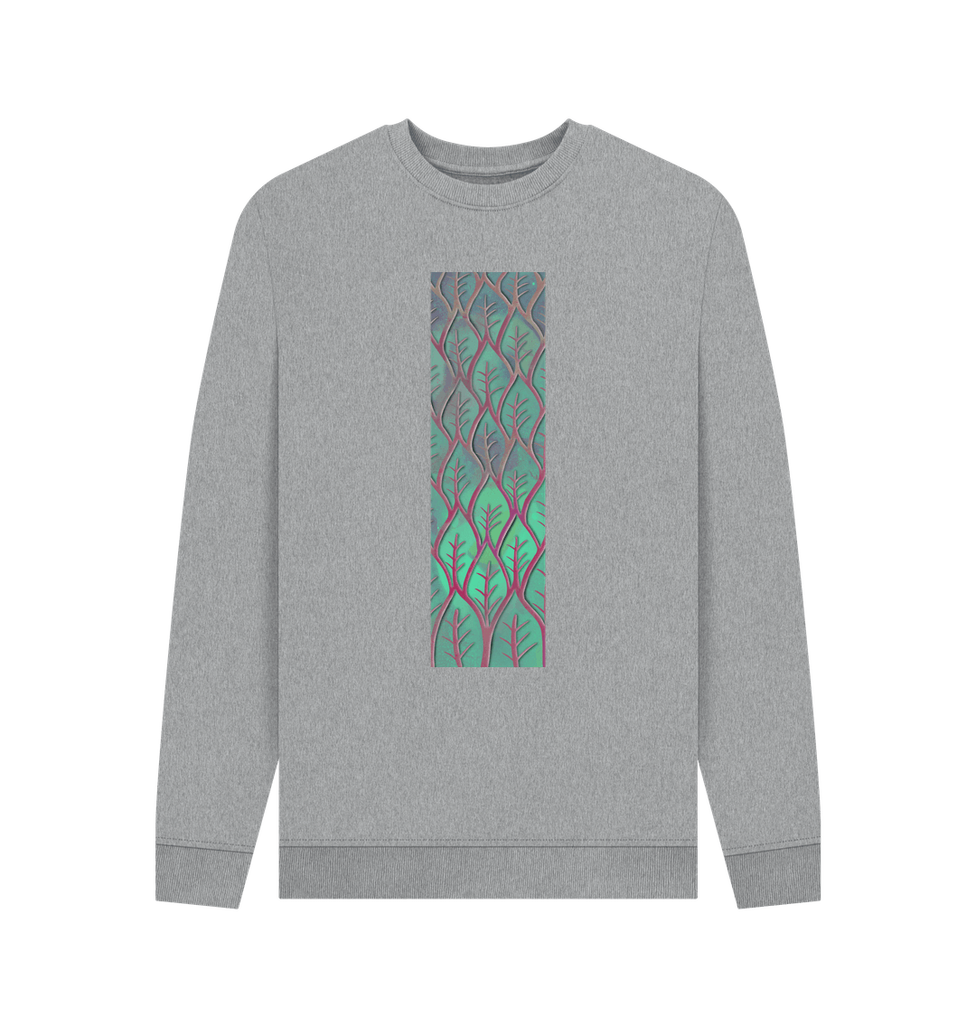 Light Heather Men\u2019s Cosmic leaves sweatshirts.