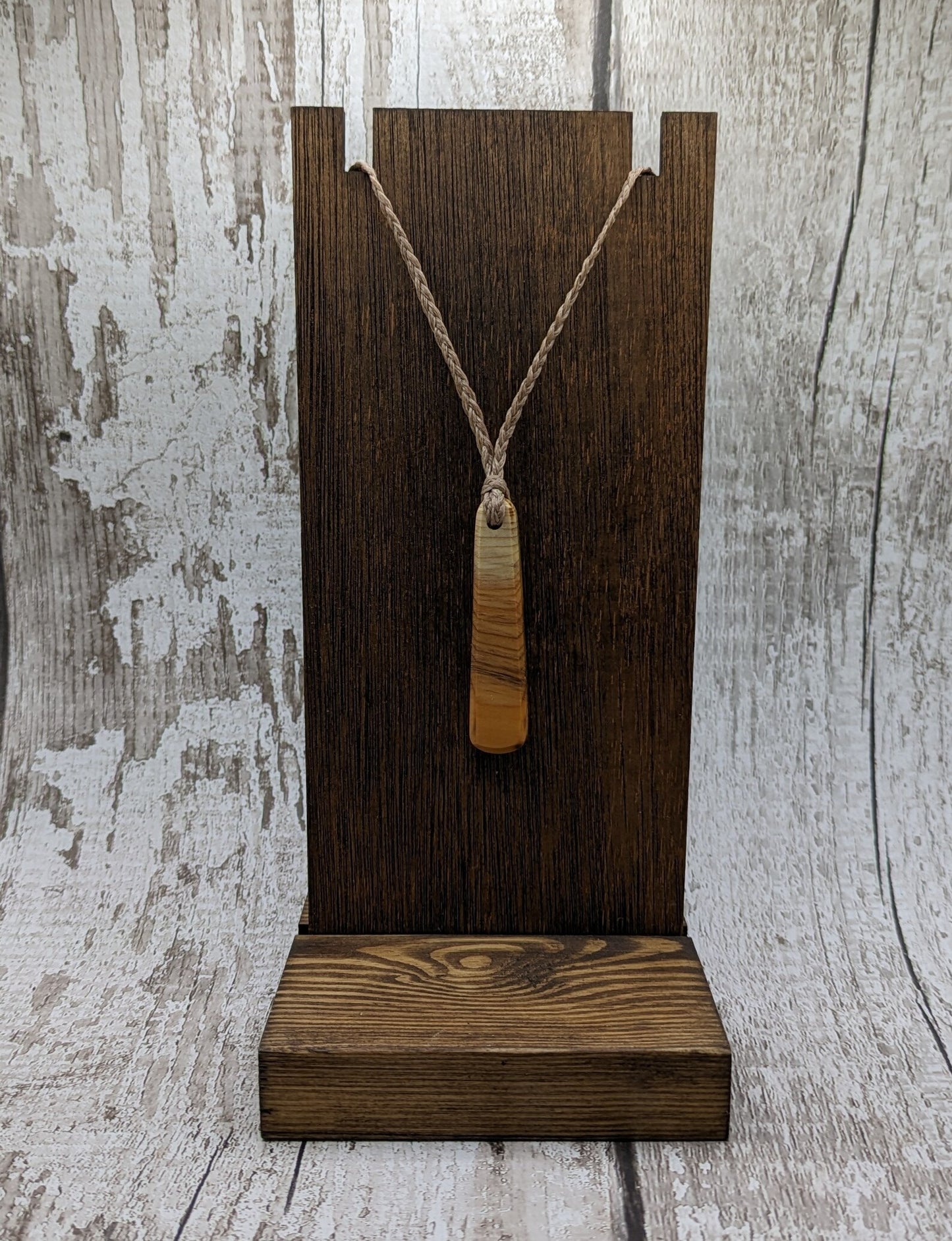 Yew wood roimata teardrop pendant